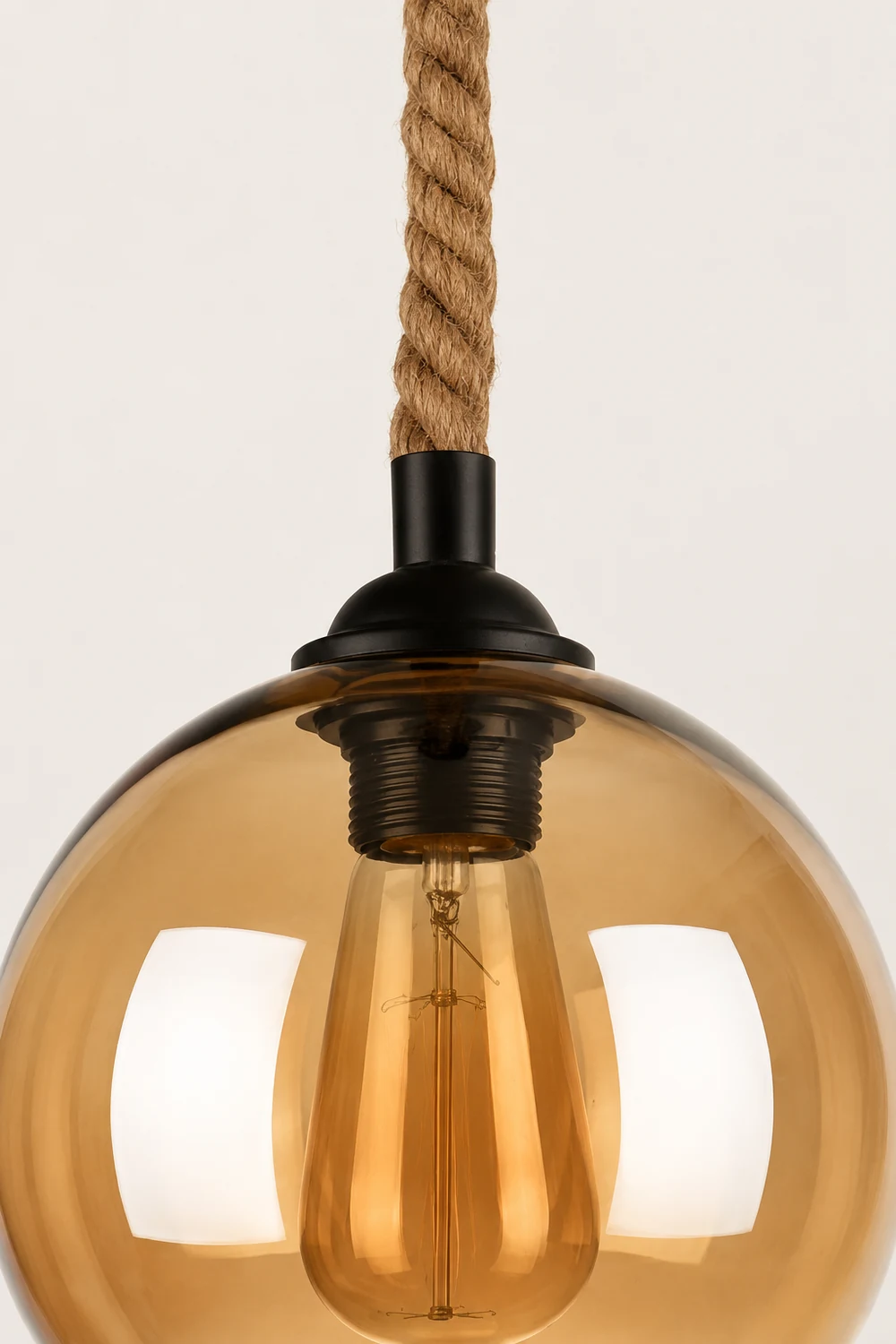 Hailie Vintage Industrial Ball Glass Pendant Light, Clear/Amber - Lumpaz