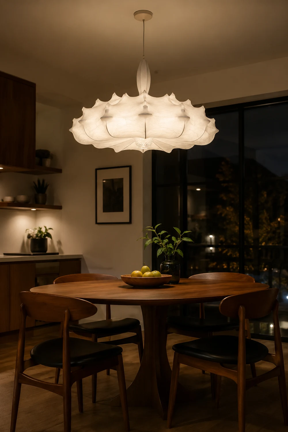 Renée Modern Artificial Silk/Metal Pendant Light,  White - Lumpaz