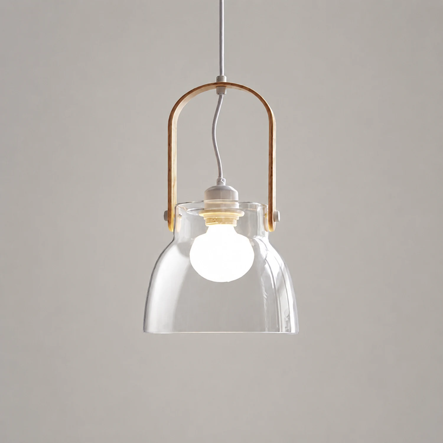 Hailie Minimalist Bowl Shaped Glass Pendant Light, Clear - Lumpaz