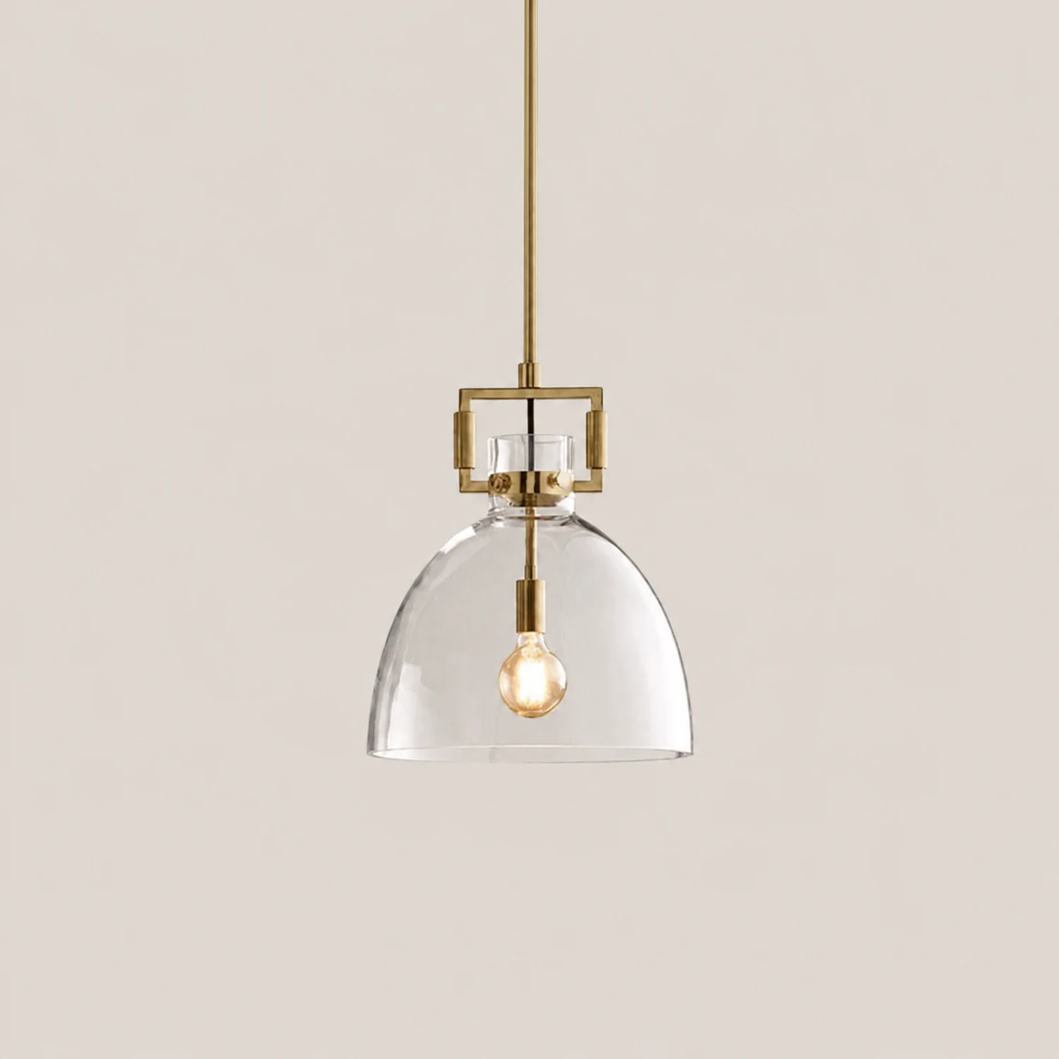 Cairns Modern Geometric Glass/Metal Pendant Light, Brass - Lumpaz