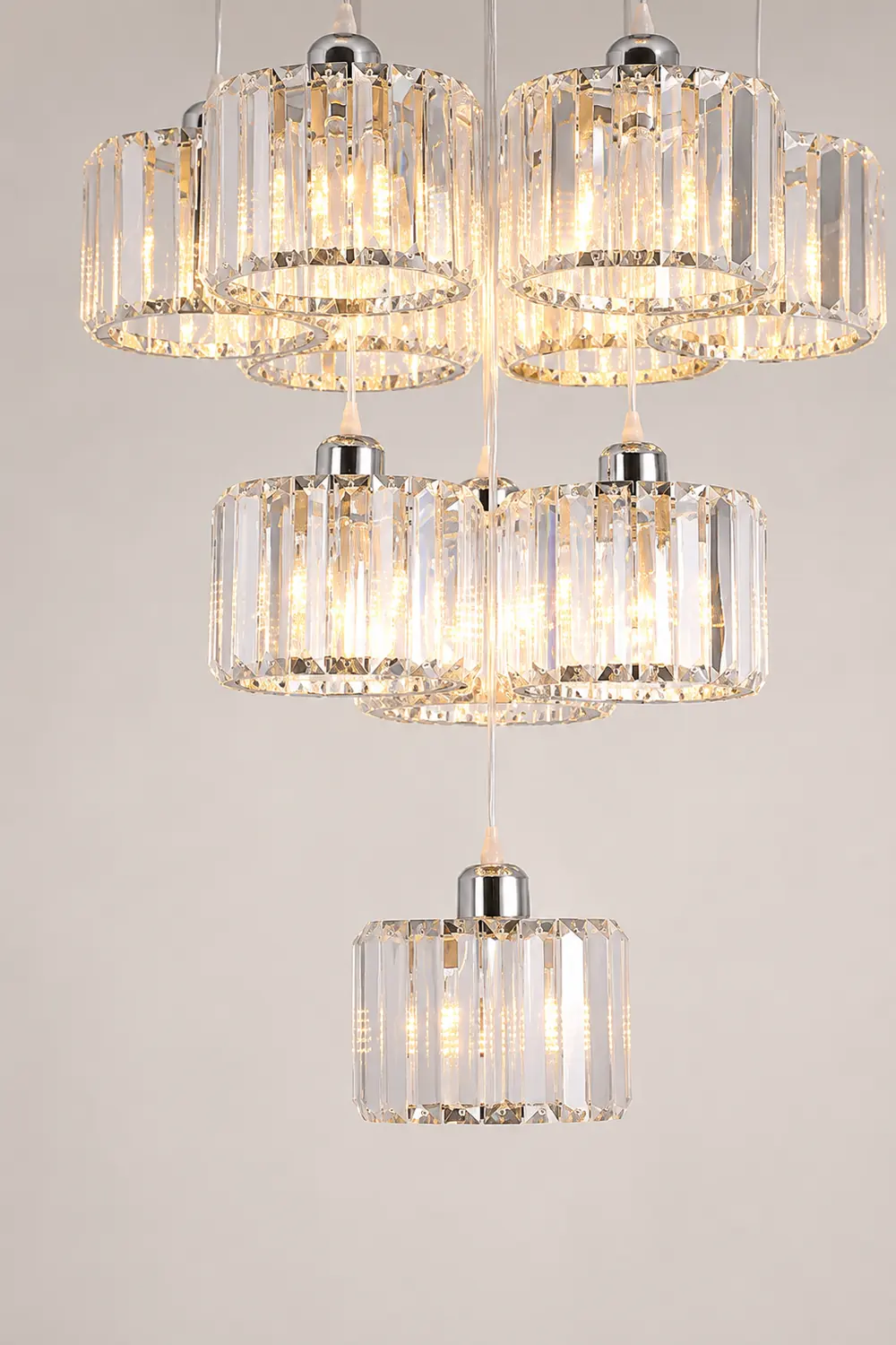 Hailie Modern Column Crystal Pendant Light, Clear, Stairs/Dining Room - Lumpaz