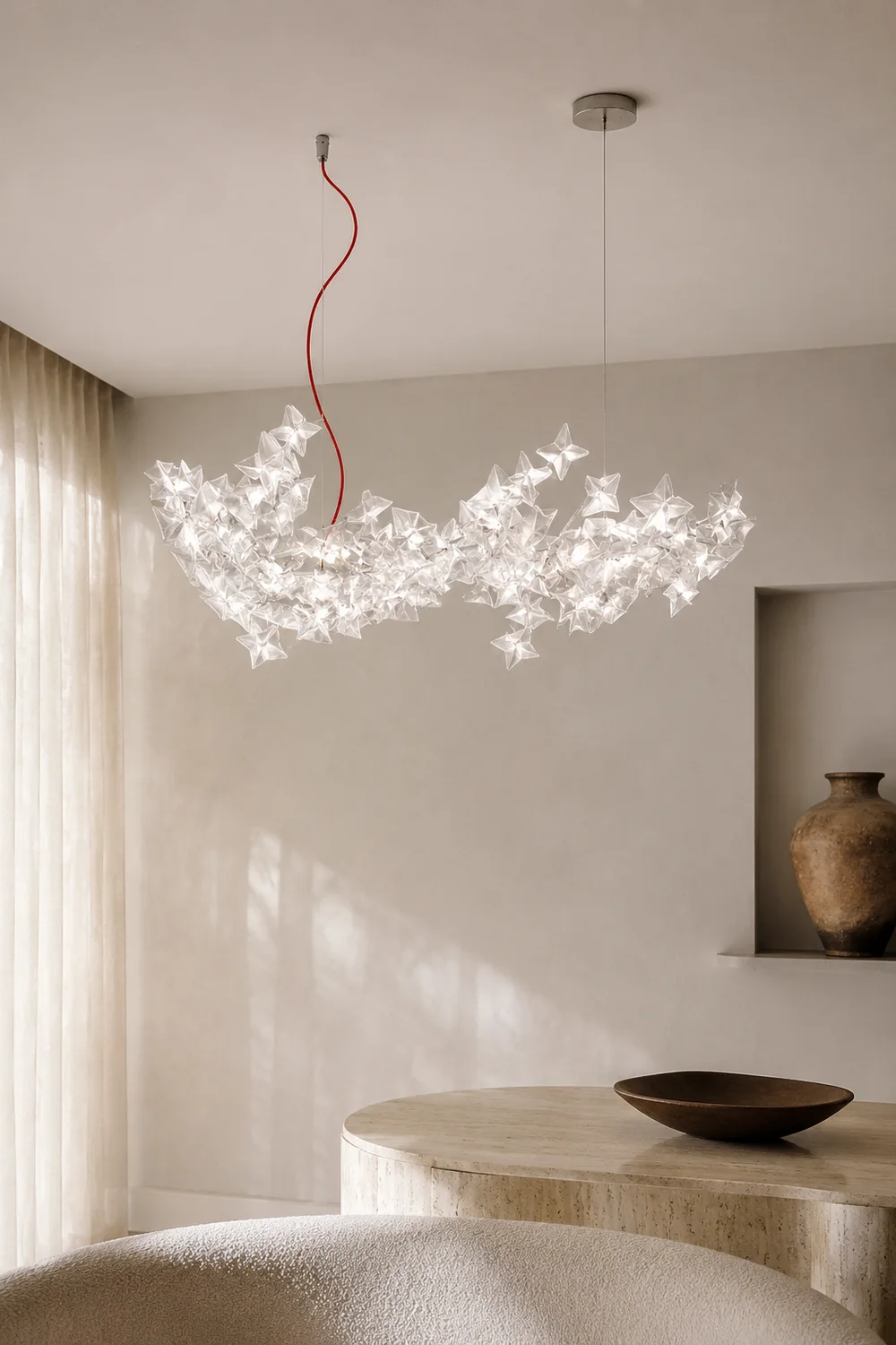 Ophelia Luxury Star Acrylic Pendant Light, Living Room, Silver - Lumpaz