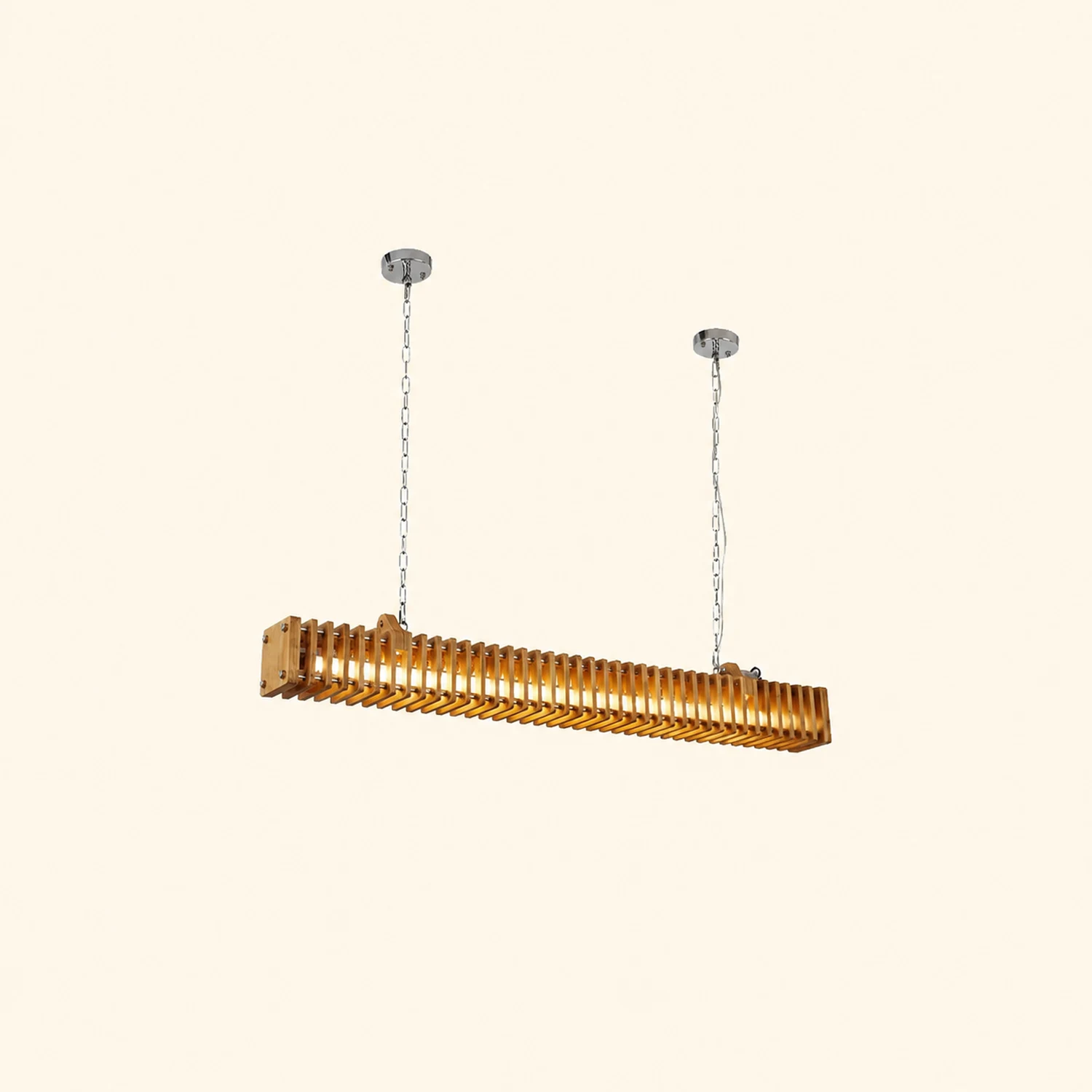 Austin Rectangular LED Pendant Light, Wood & Metal, 47.5" - Lumpaz