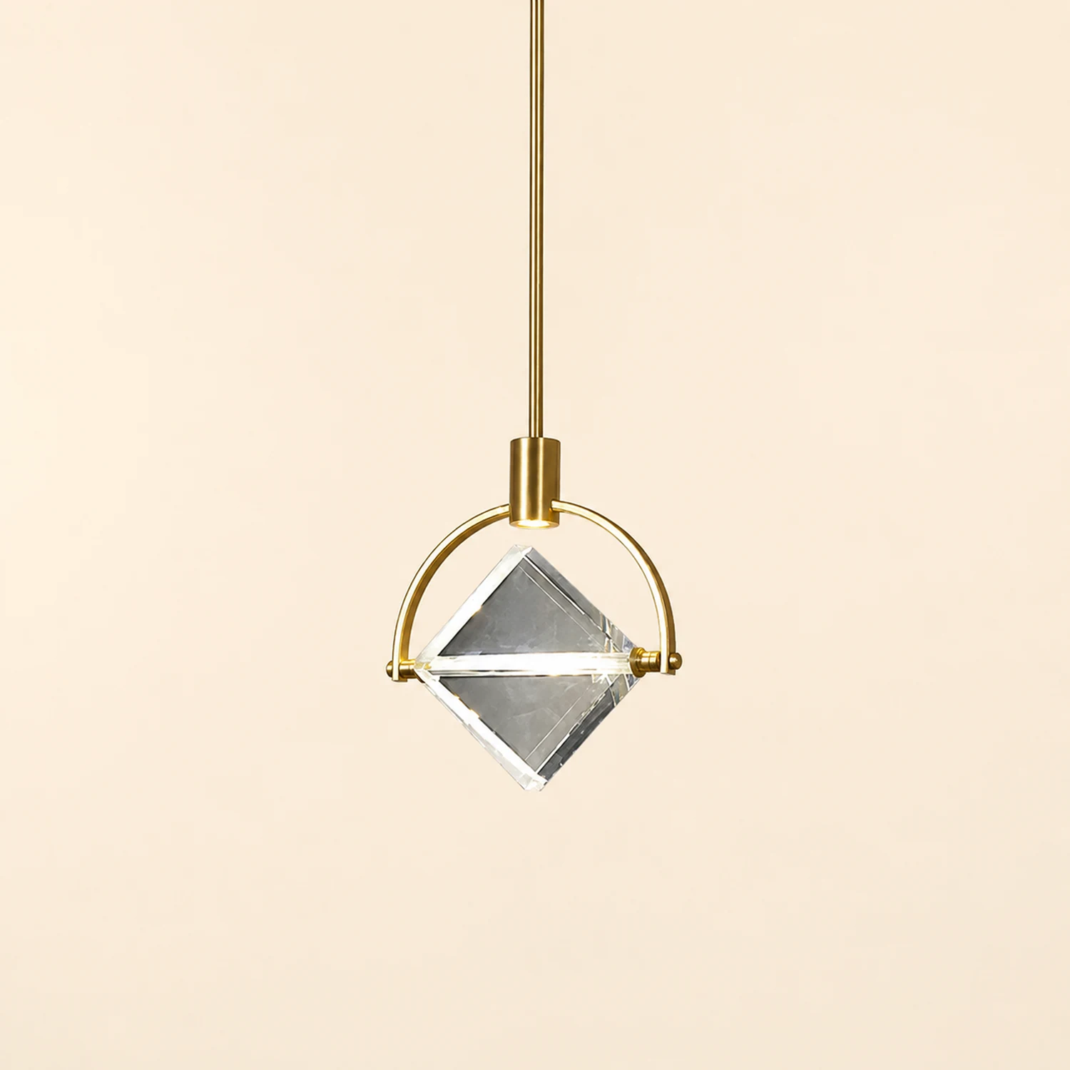 Kristy Modern Luxury Geometry Metal/Crystal Pendant Light, Gold - Lumpaz
