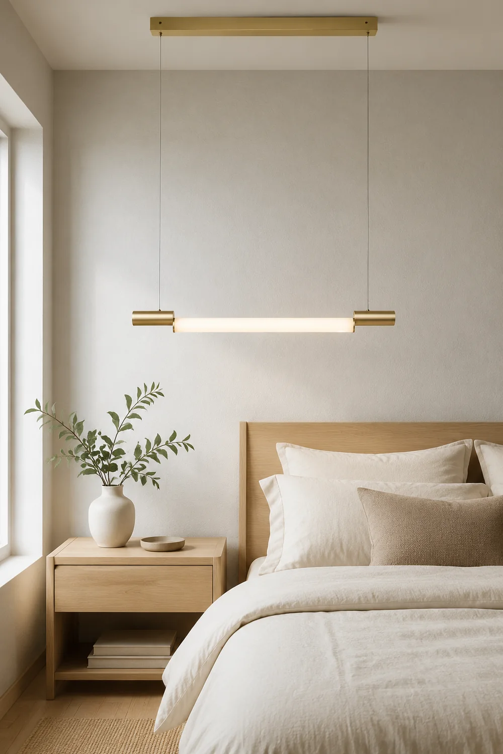 Edge Minimalist Linear Aluminium/PVC Pendant Light, Gold - Lumpaz