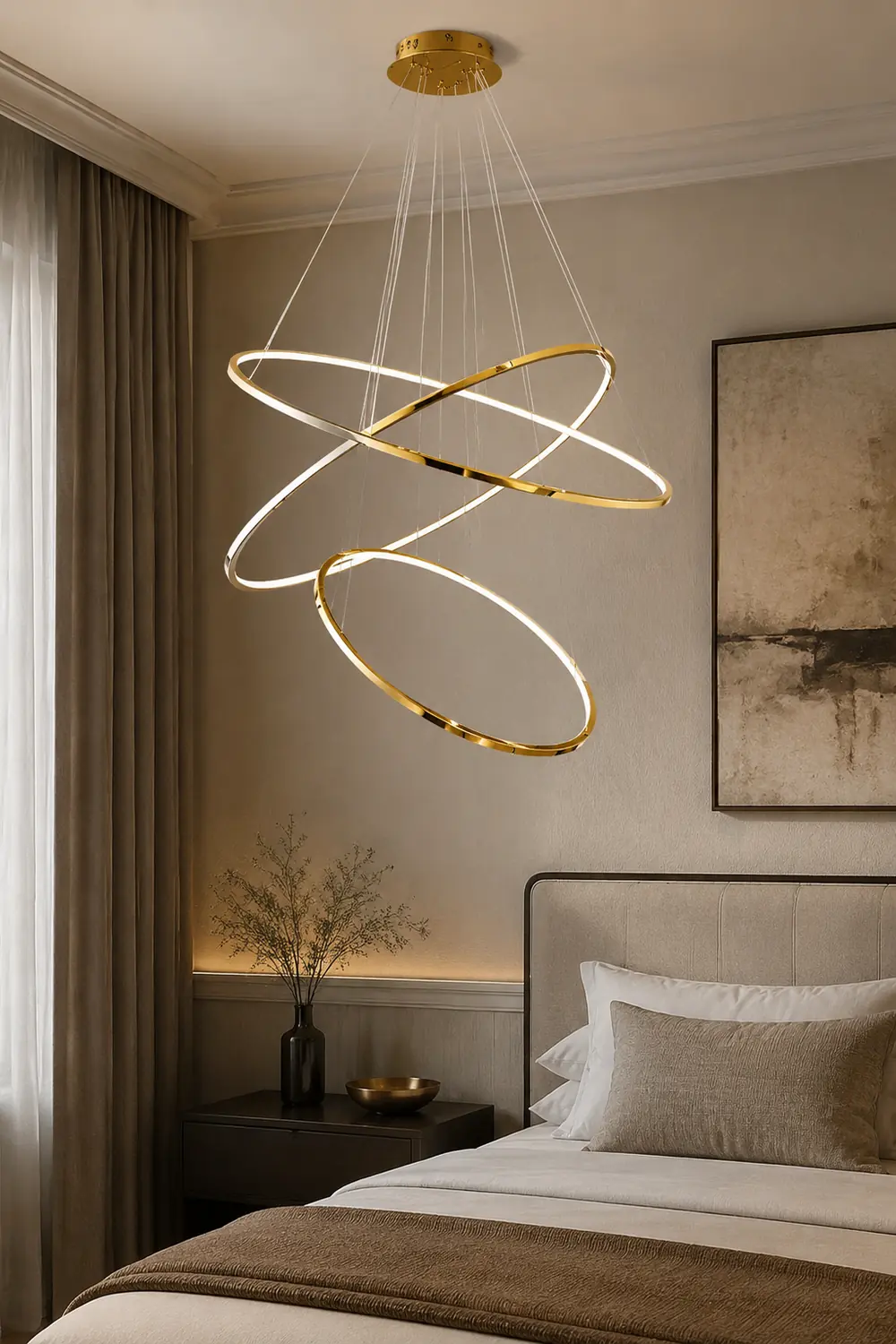 Arisha Minimalist Ring Metal Pendant Light, Gold, Living Room - Lumpaz