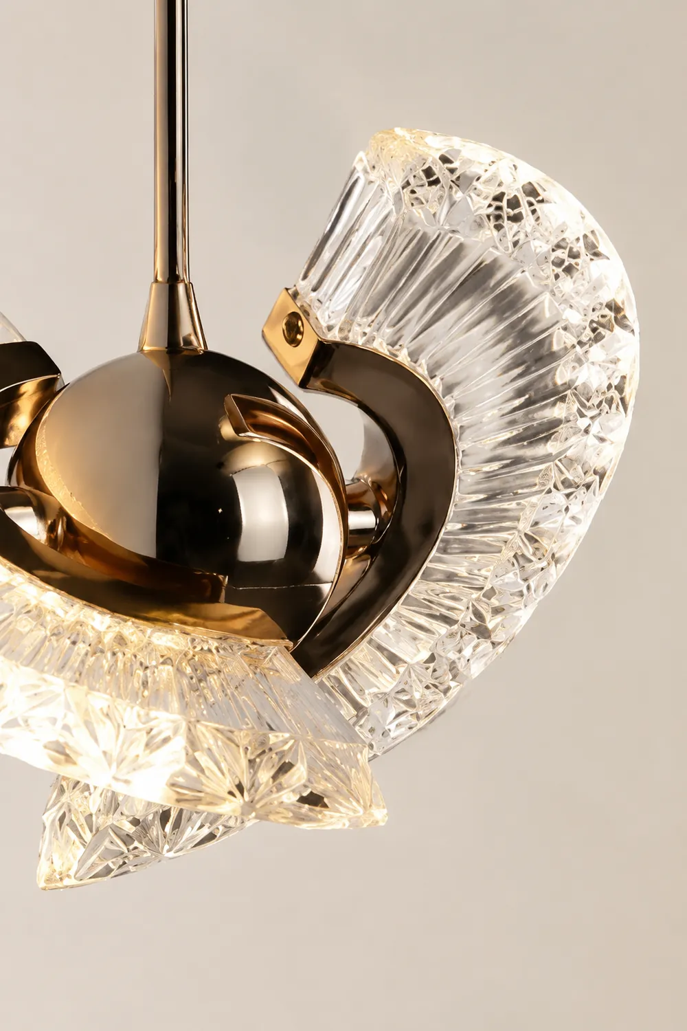 Kristy Nordic Luxury Fan Metal/Acrylic Pendant Light, Gold - Lumpaz