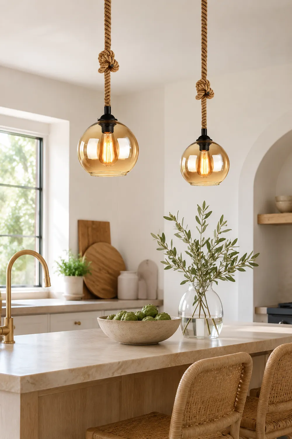 Hailie Vintage Industrial Ball Glass Pendant Light, Clear/Amber - Lumpaz