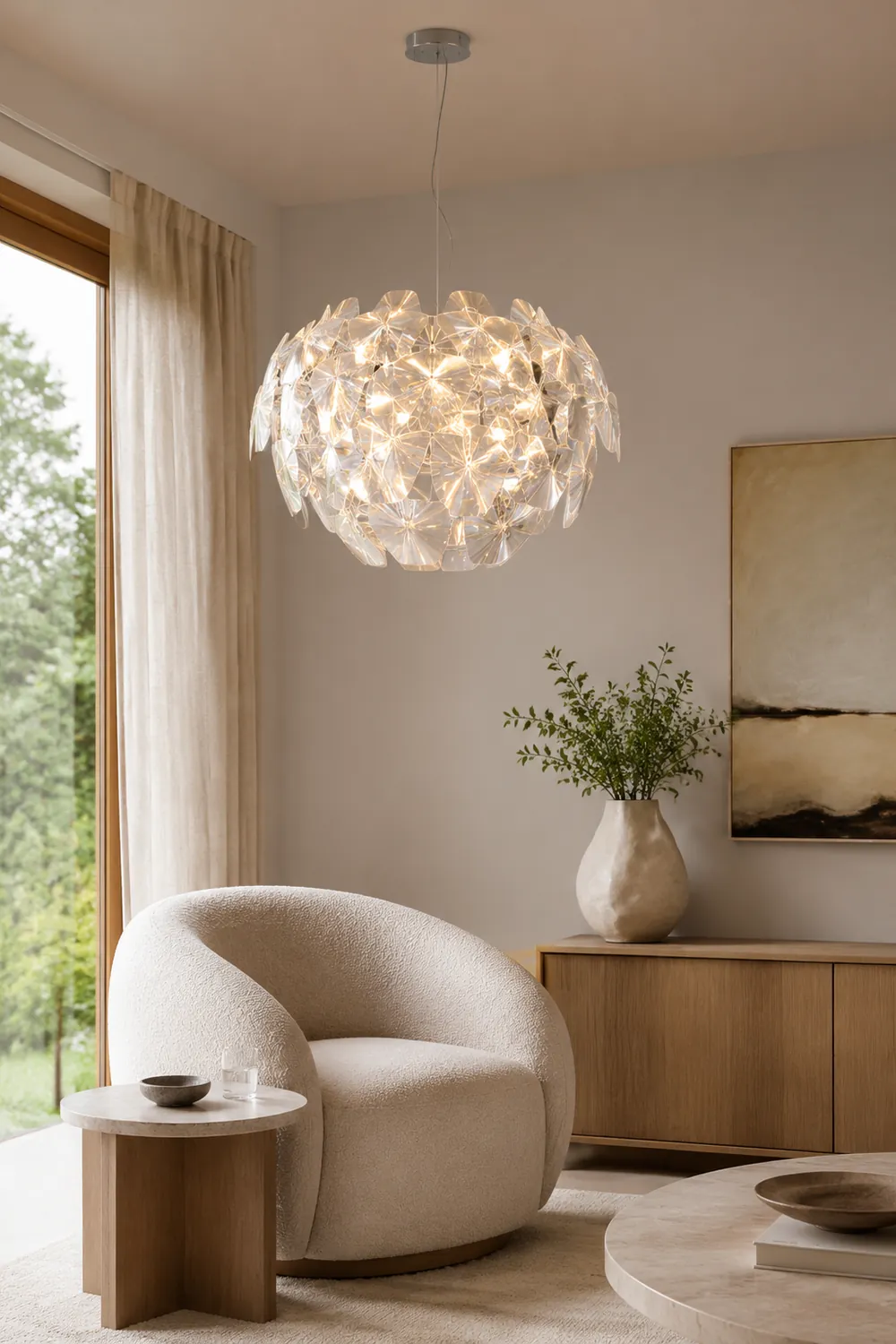 Bella Unique Diamond Flower Metal Pendant Light, Living Room - Lumpaz