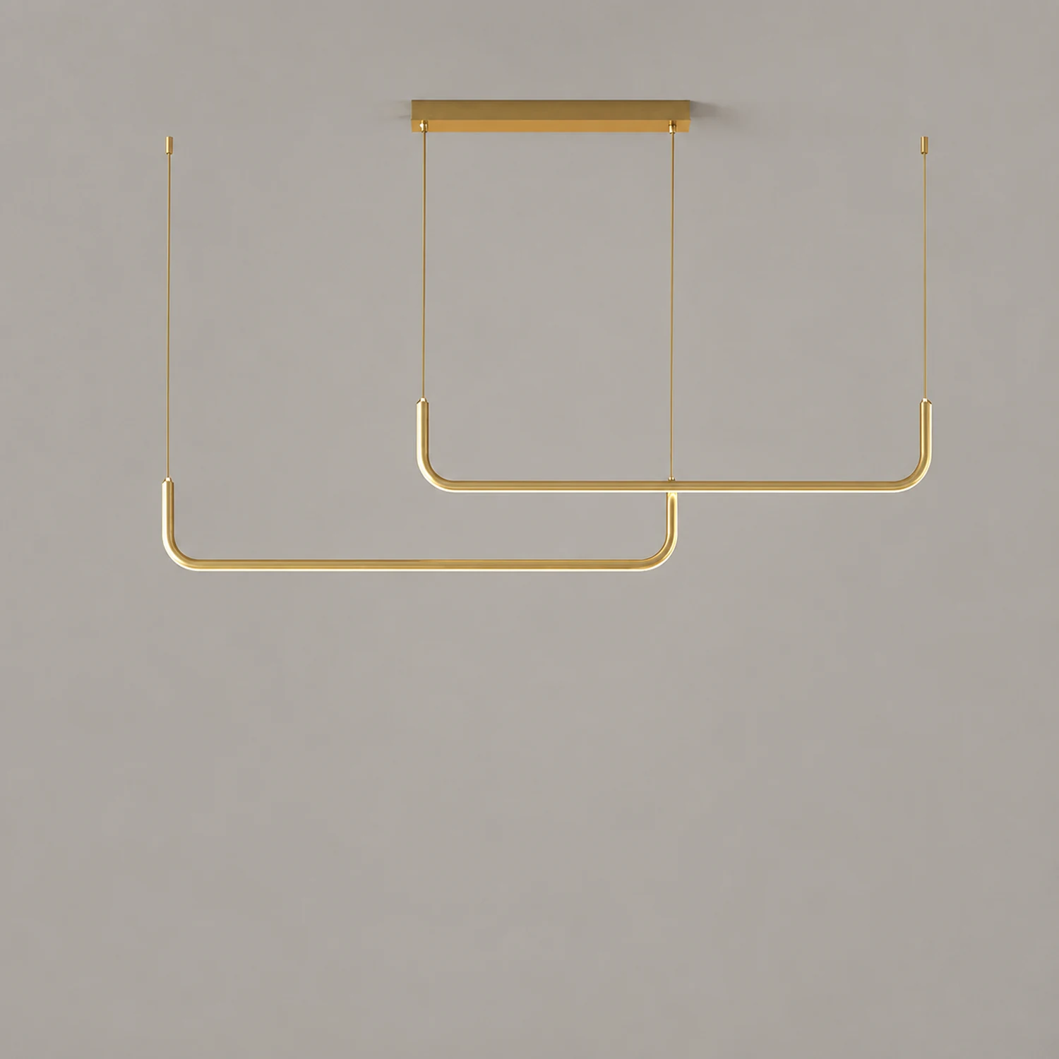 Edge Modern Linear Pendant Light Double Frame, Black/Gold - Lumpaz
