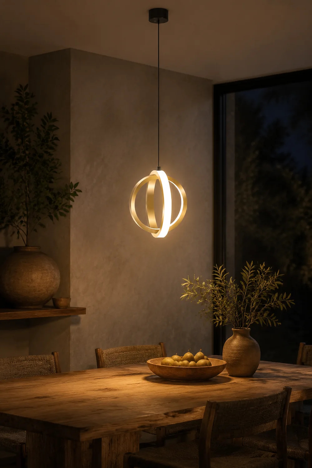 Lynch Pendant Light Spherical Modern, Metal, Black/Gold, Kitchen - Lumpaz