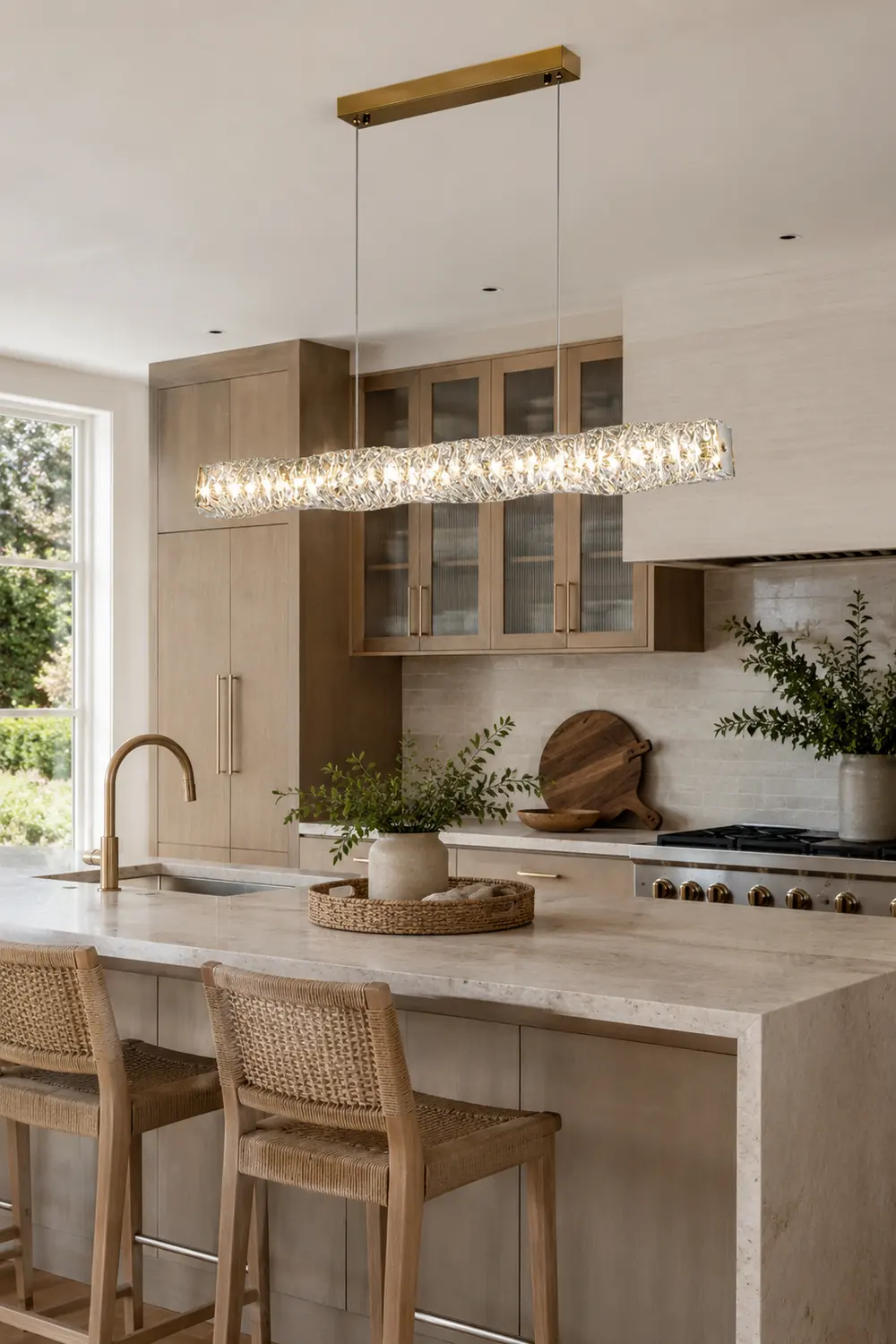 Kristy Crystal Sliver and Gold Pendant Light, Stainless Steel - Lumpaz