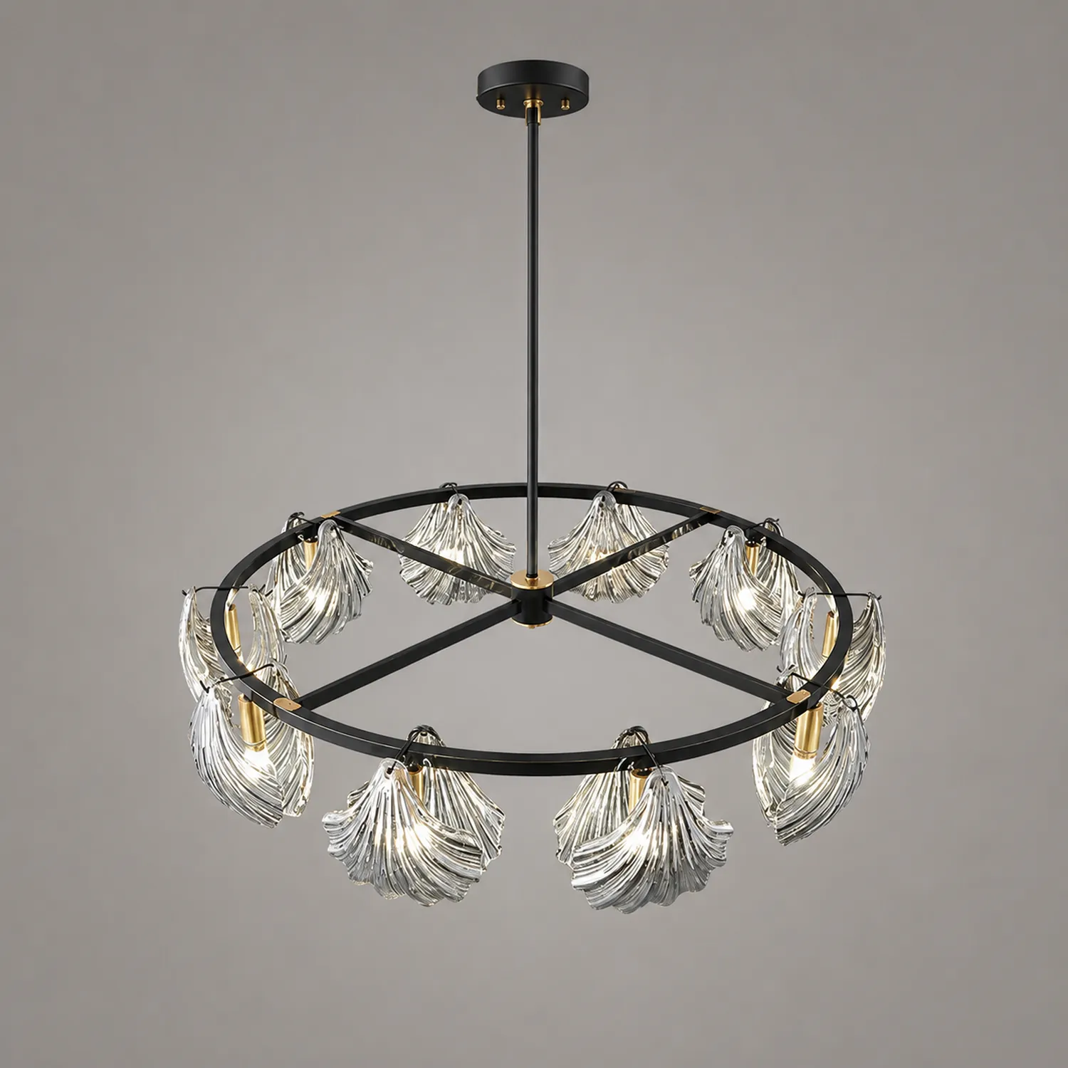 Kirsten Modern Annular Metal And Glass Pendant Light, Black/Gold - Lumpaz