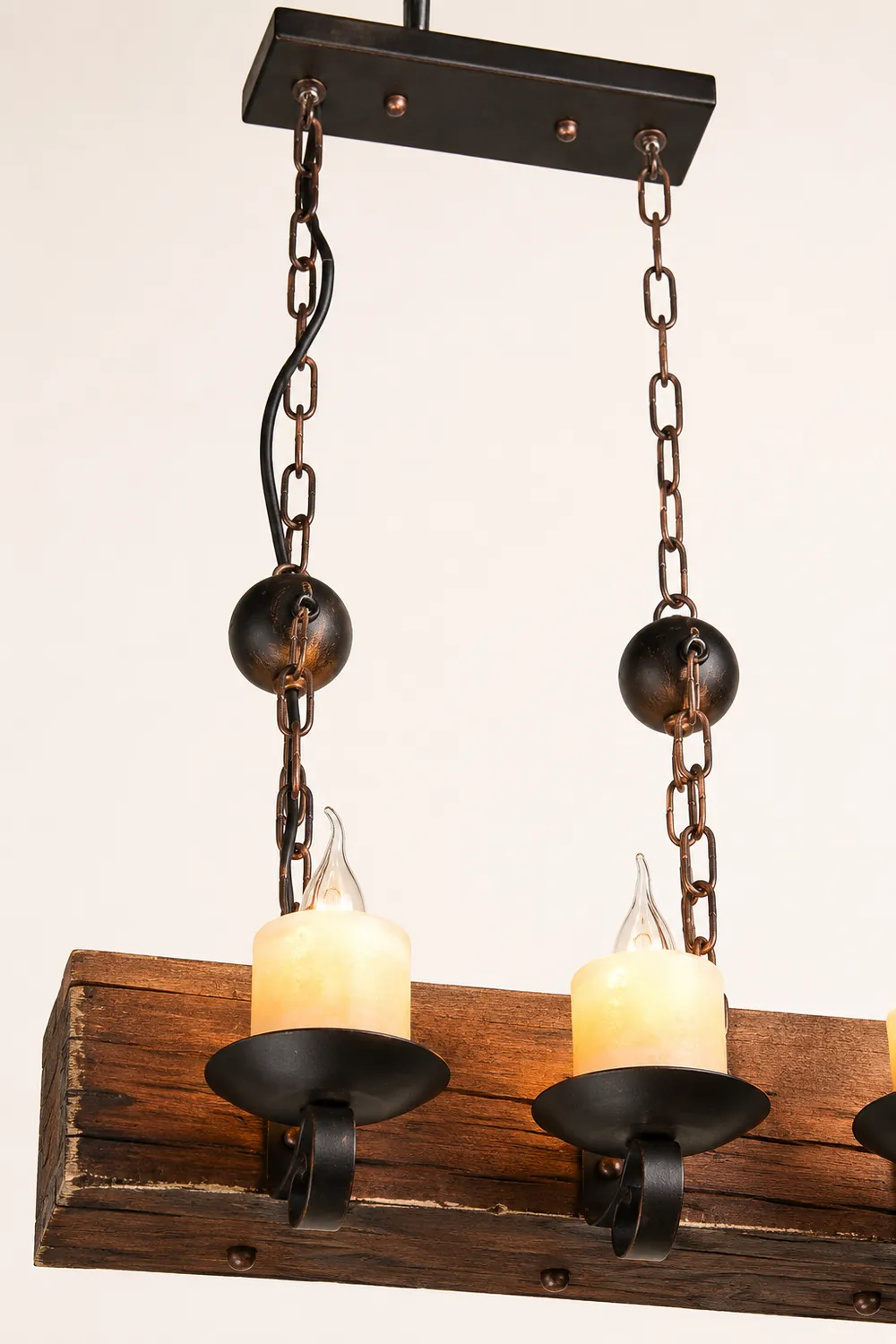 Austin Retro Rectangular Metal/Wood Pendant Light, Walnut - Lumpaz