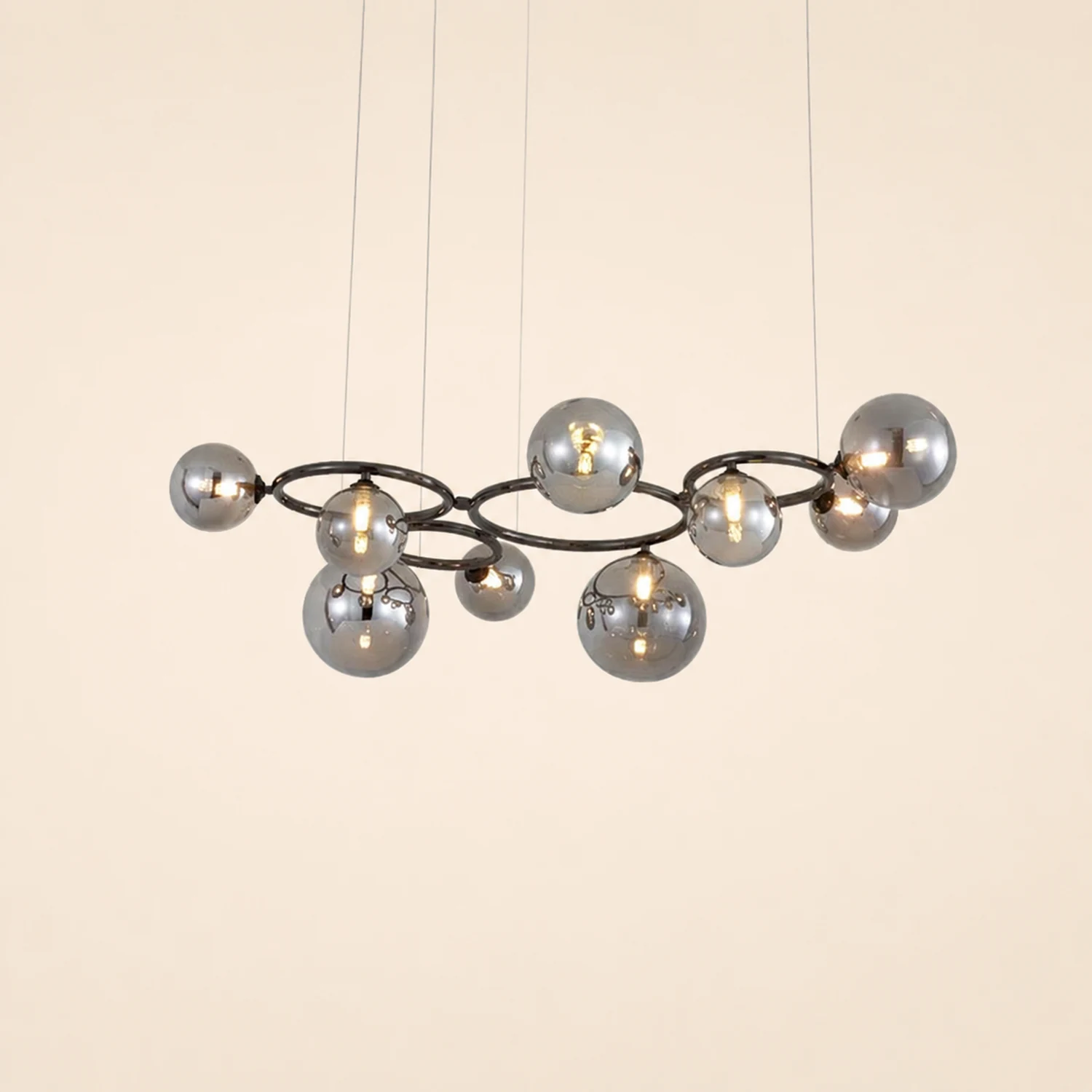 Valentina Modern Designe Wave Metal/Glass Pendant Light, White/Gold - Lumpaz