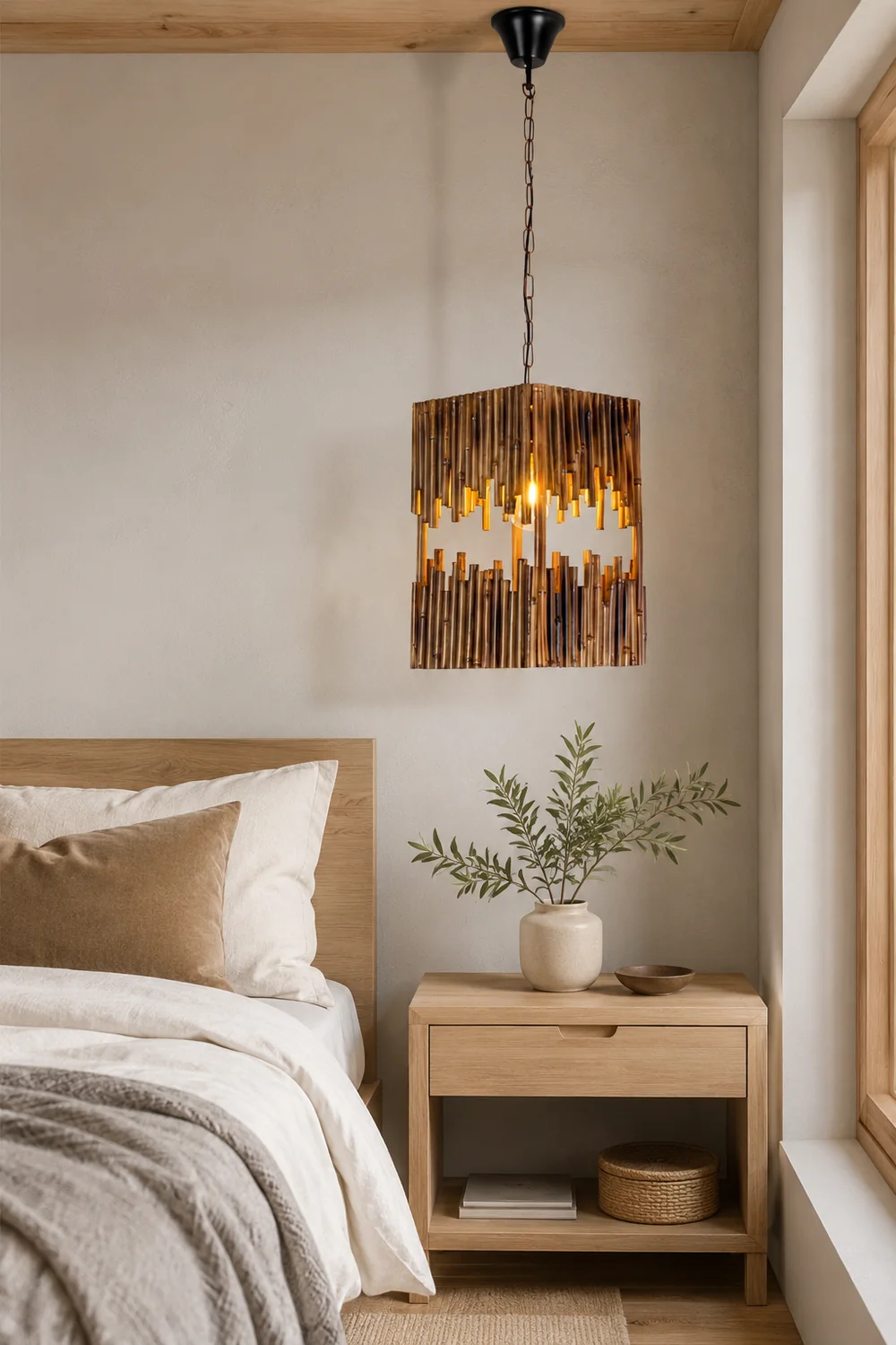 Austin Retro Rectangular Metal/Wood Pendant Light - Lumpaz