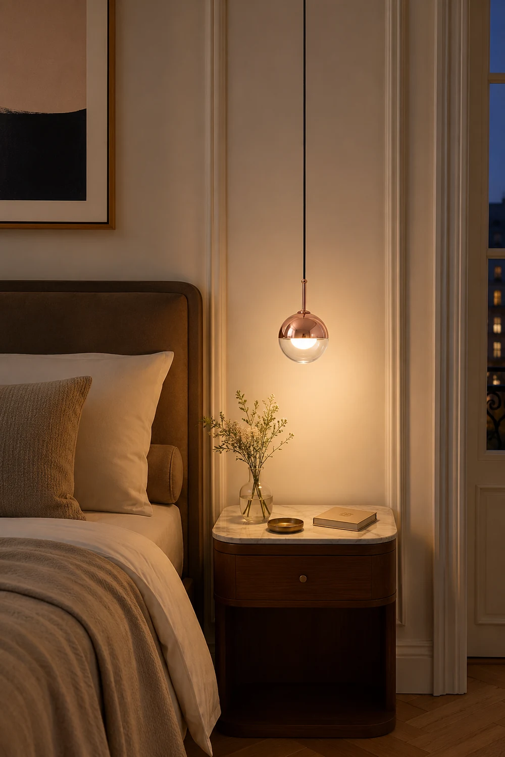 Valentina Modern Ball Metal/Glass Pendant Light, Gold/Rose Gold - Lumpaz