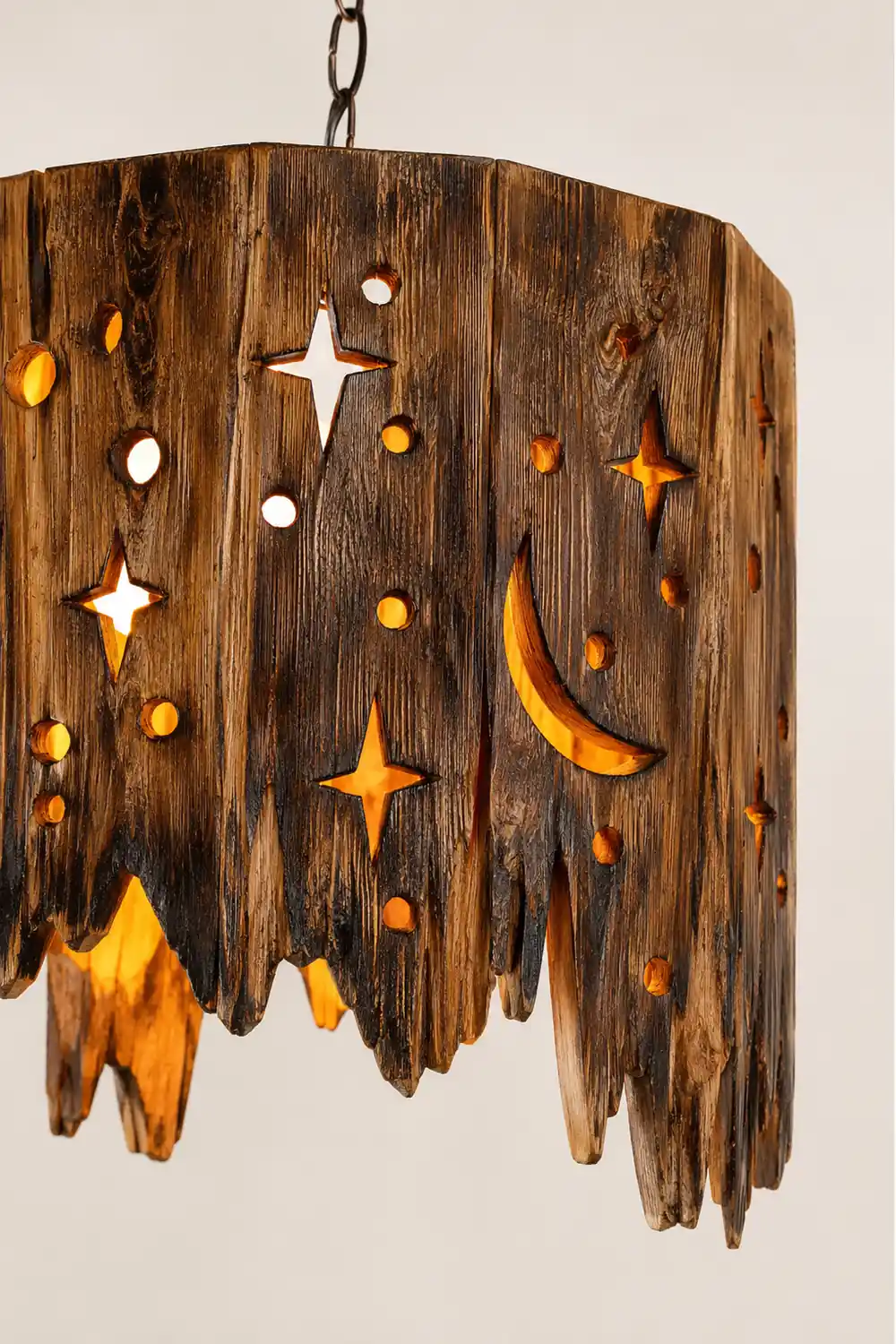 Austin Retro Starry Metal & Wood Pendant Light - Lumpaz