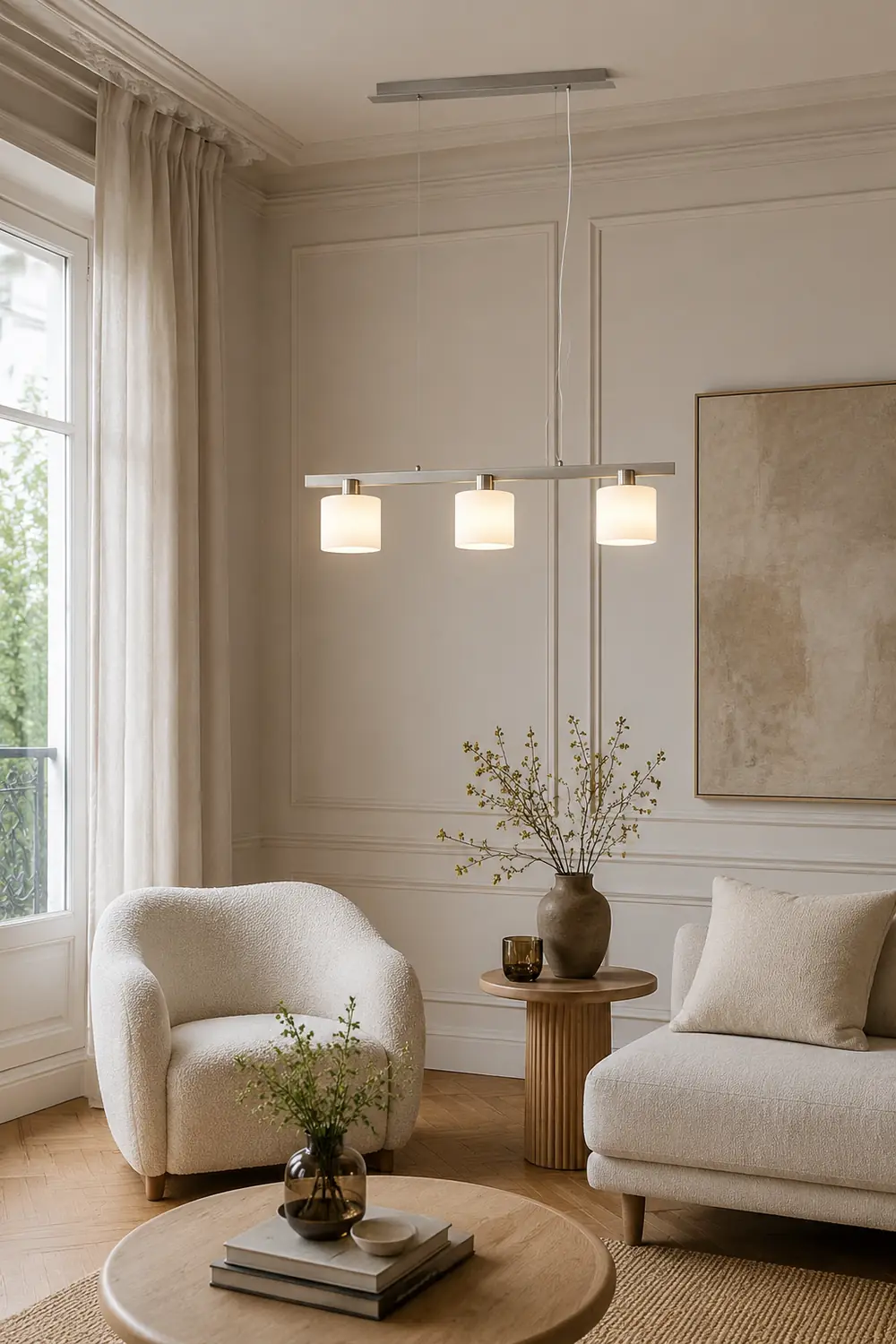 Zaid White Cluster Pendant Light, 3 Heads, Metal/Glass - Lumpaz