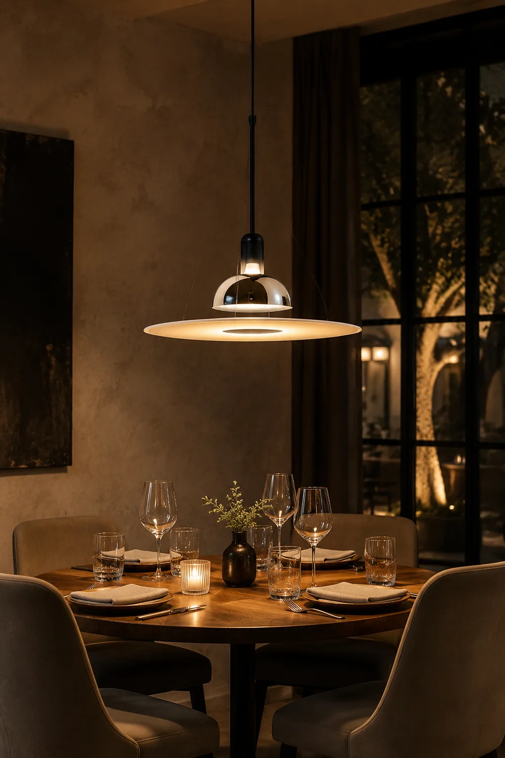 Levi Modern Minimalist Nordic Bell Metal/Acrylic Pendant Light, Chrome/Black - Lumpaz