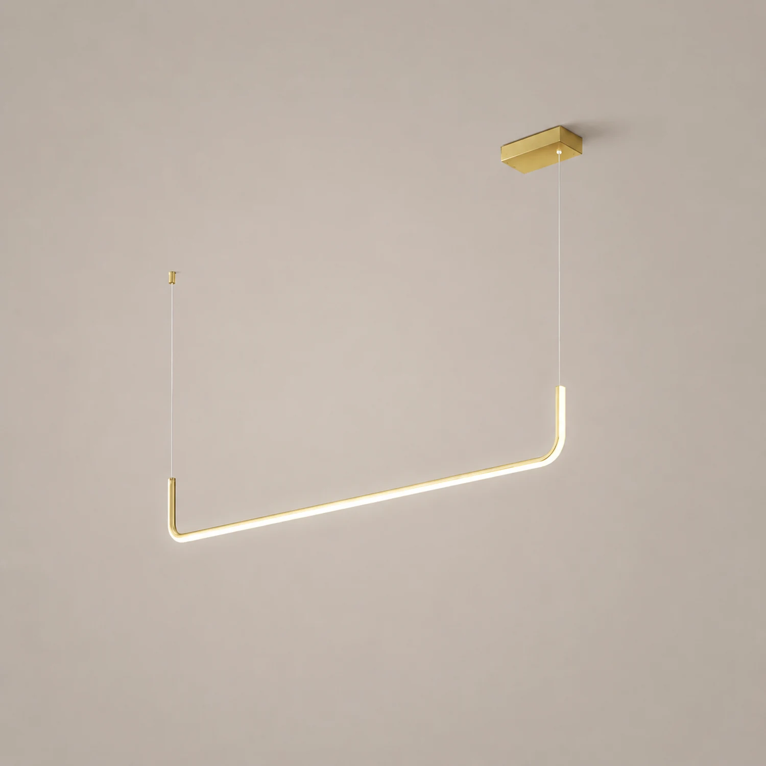 Edge Modern Linear Pendant Light Double Frame, Black/Gold - Lumpaz