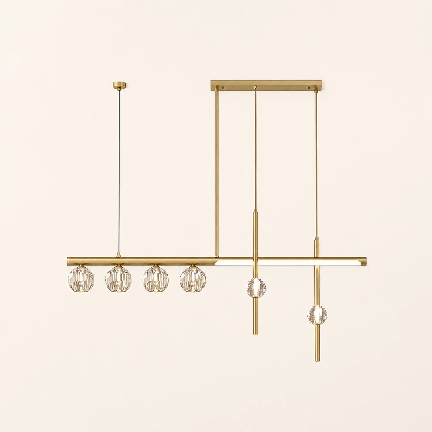 Kirsten Metal & Crystal Pendant Light, Gold - Lumpaz