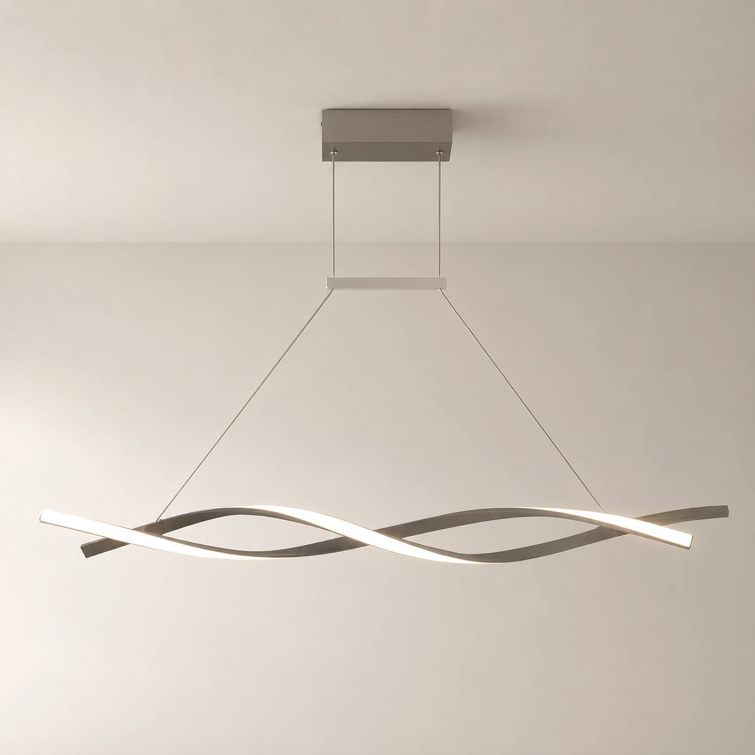 Modern Minimalist Nordic Cross-Curved Metal Pendant Light, Black/Gray - Lumpaz