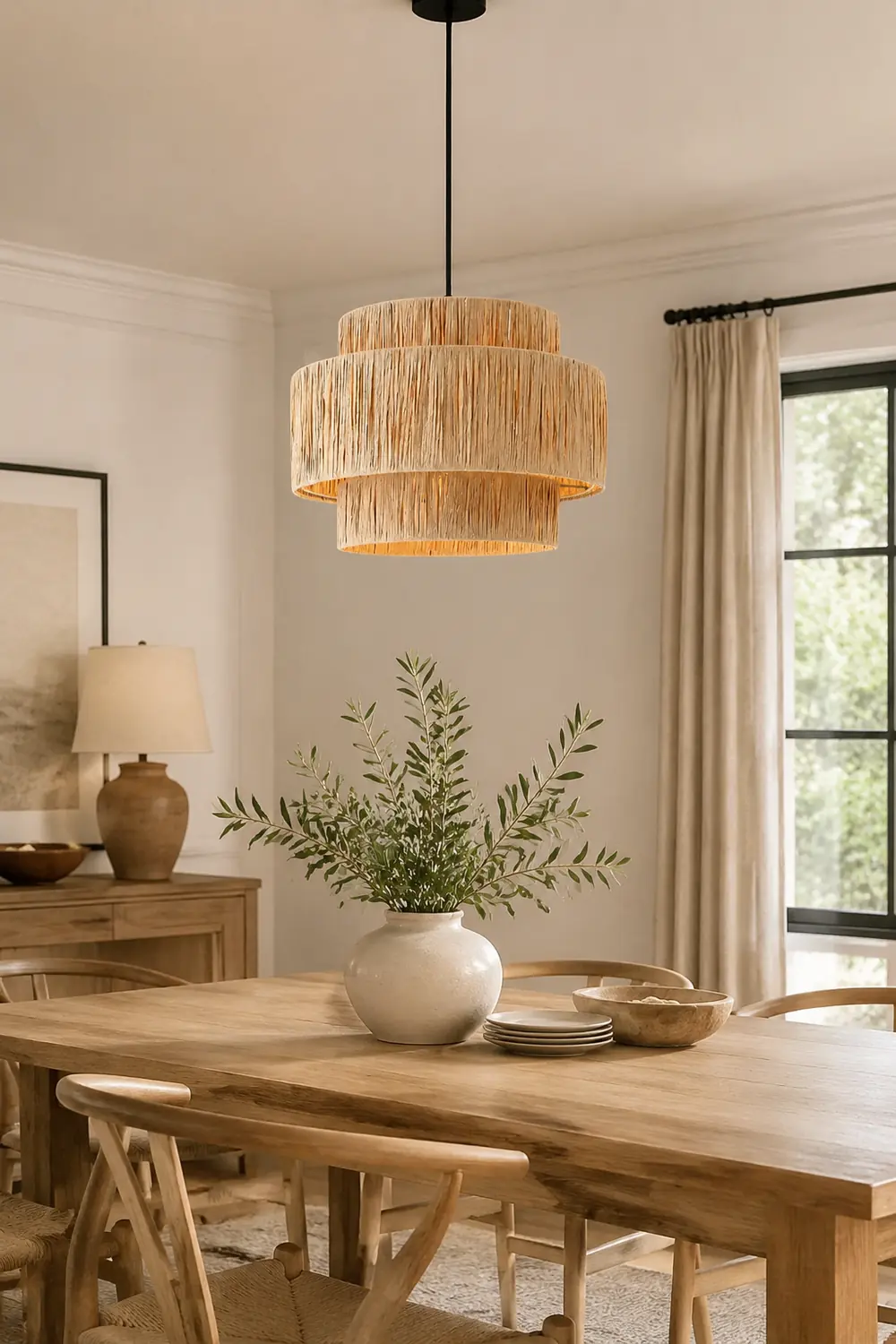 Muto Rustic Boho Rattan Pendant Light 3 Style Living Room - Lumpaz