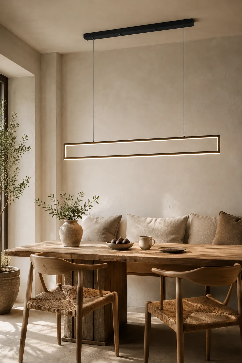 Edge Modern Metal Vertical Rectangular Pendant Light, Black - Lumpaz