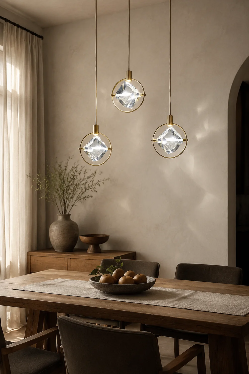 Kristy Modern Luxury Geometry Metal/Crystal Pendant Light, Gold - Lumpaz