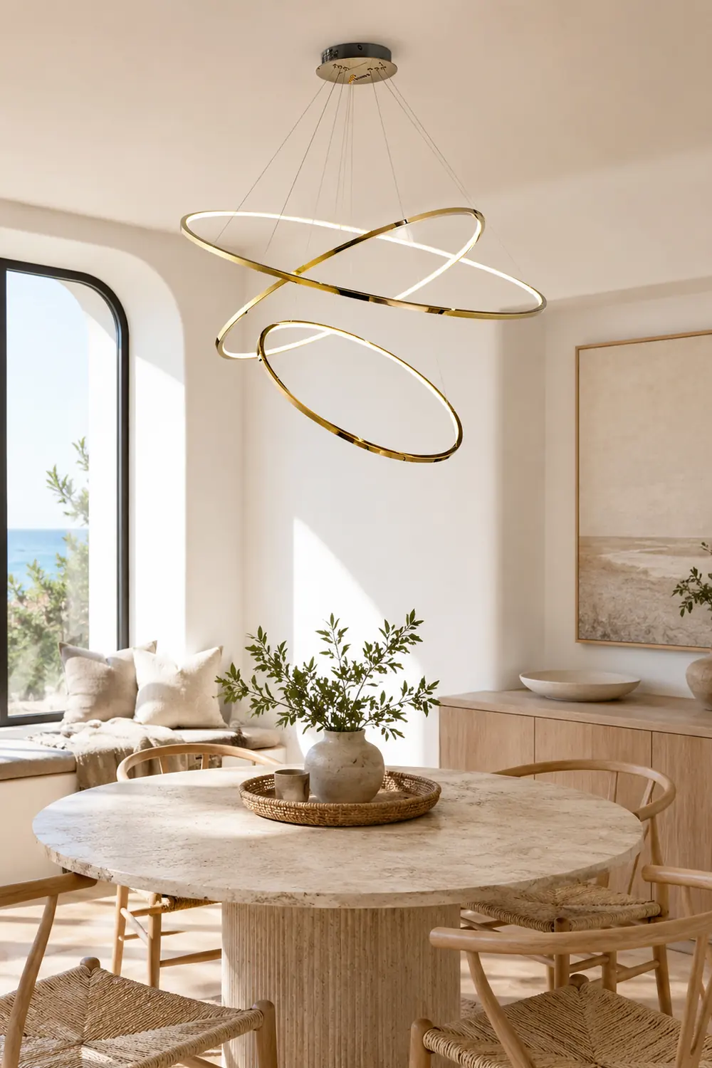 Arisha Minimalist Ring Metal Pendant Light, Gold, Living Room - Lumpaz
