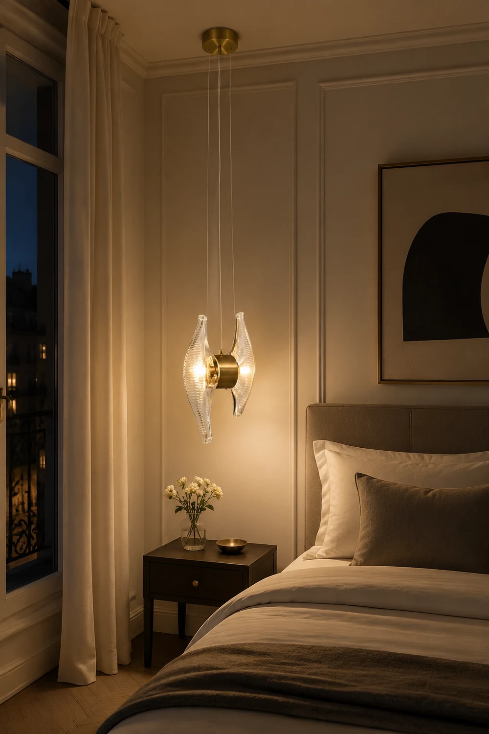 Kirsten Luxury Capiz Shell Pendant Light, Glass/Metal, Bedside/Dining Room - Lumpaz