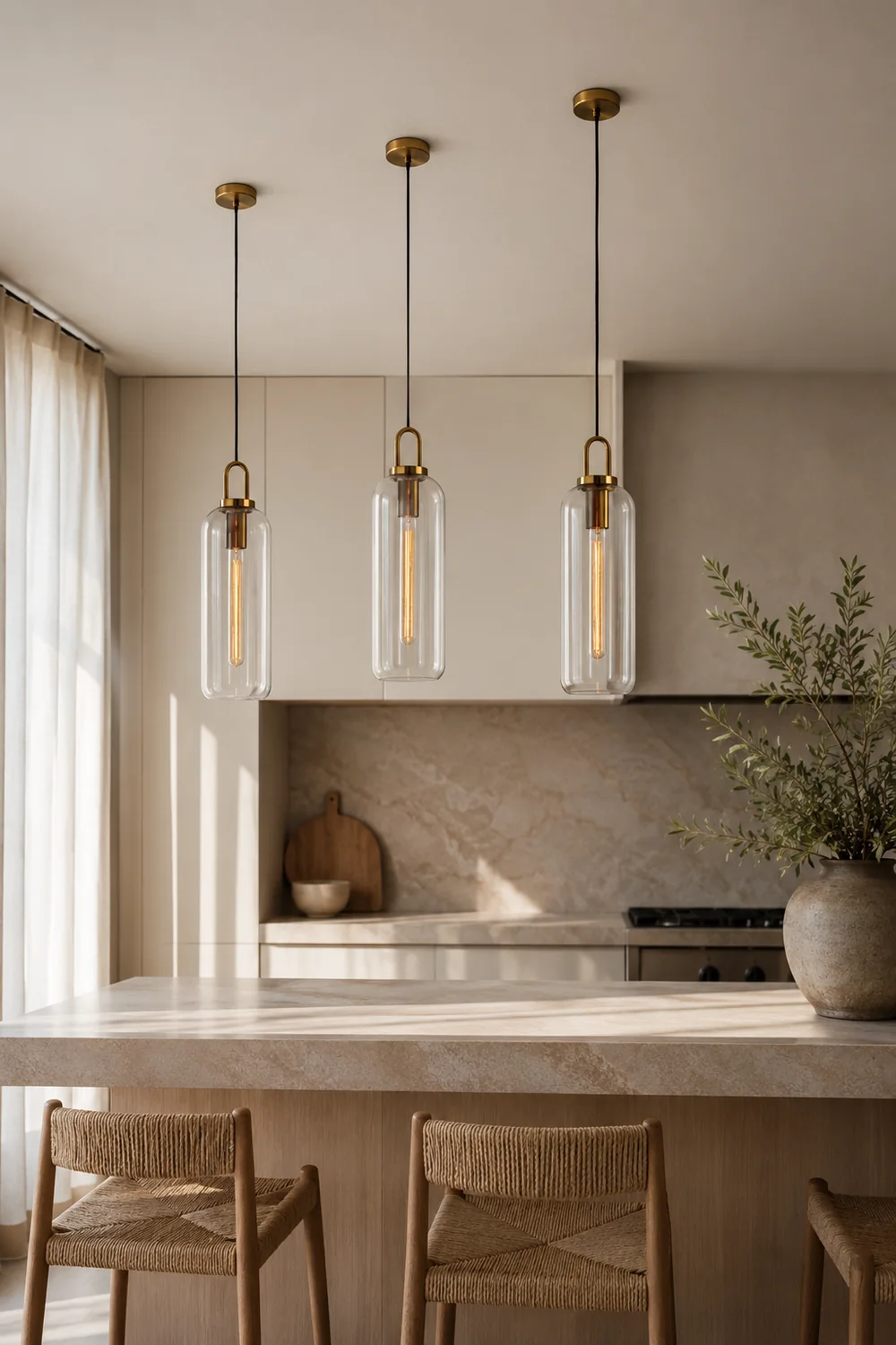 Hailie Clear& Glass Cylinder Pendant Light, 2 Color - Lumpaz
