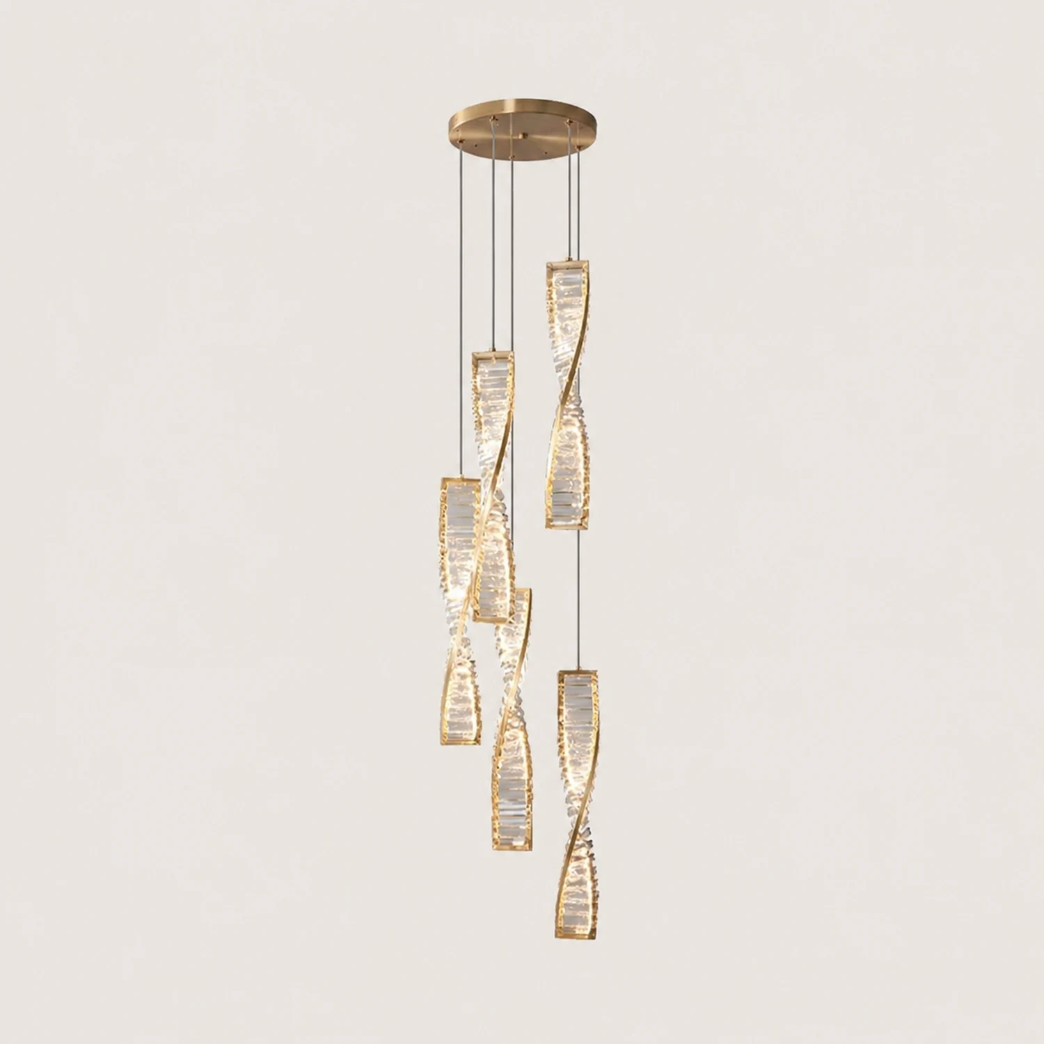Marilyn Modern Spiral Strip Metal Pendant Light, Black/Gold - Lumpaz