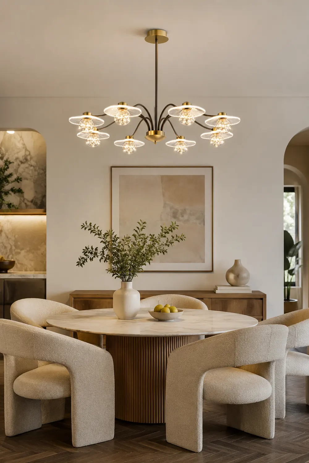 Carins Modern Blown Metal Pendant Light, Gold, Metal/Acrylic/Glass - Lumpaz