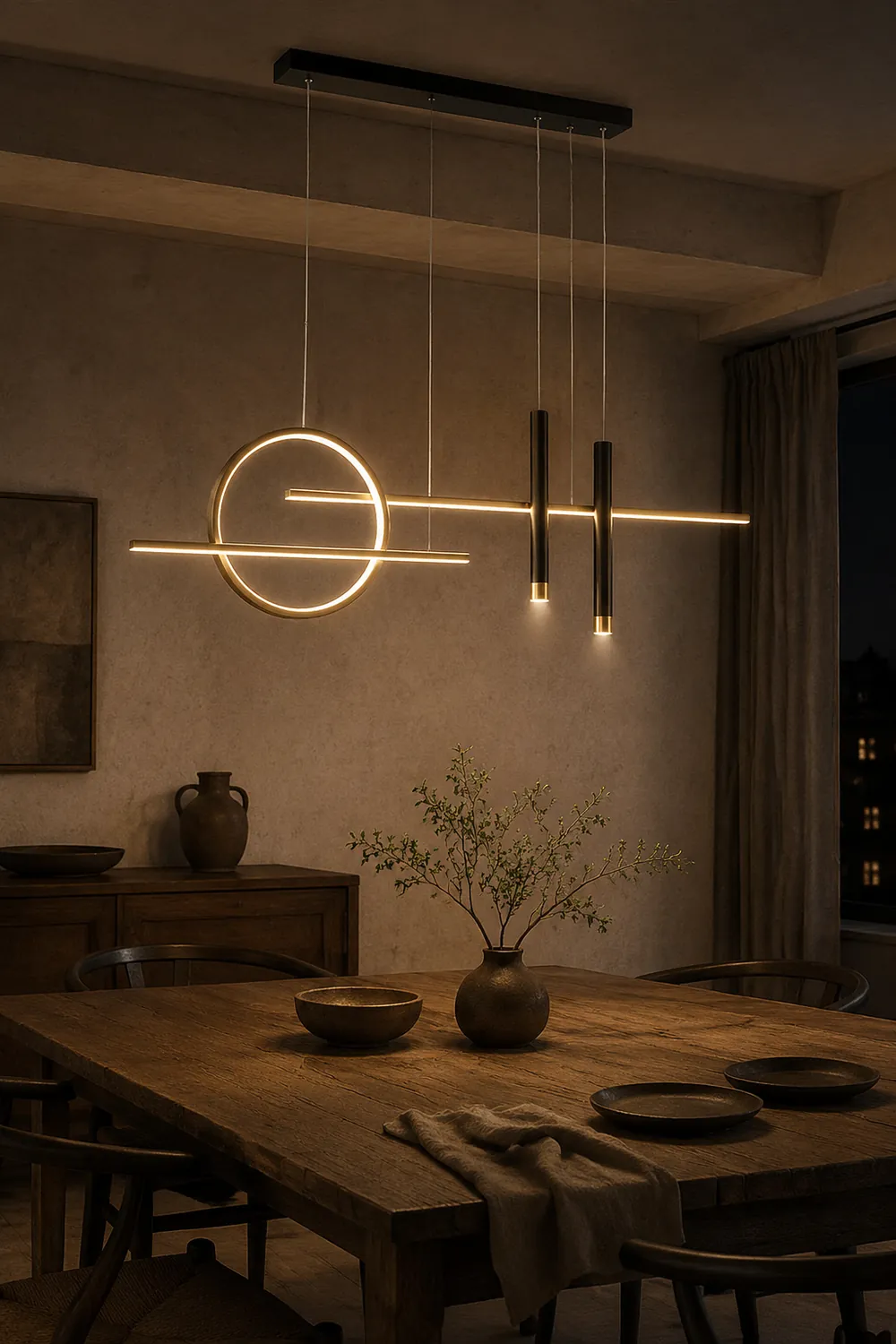 Madina Modern Led Pendant Light, Irregular Ring, Black/Glod - Lumpaz