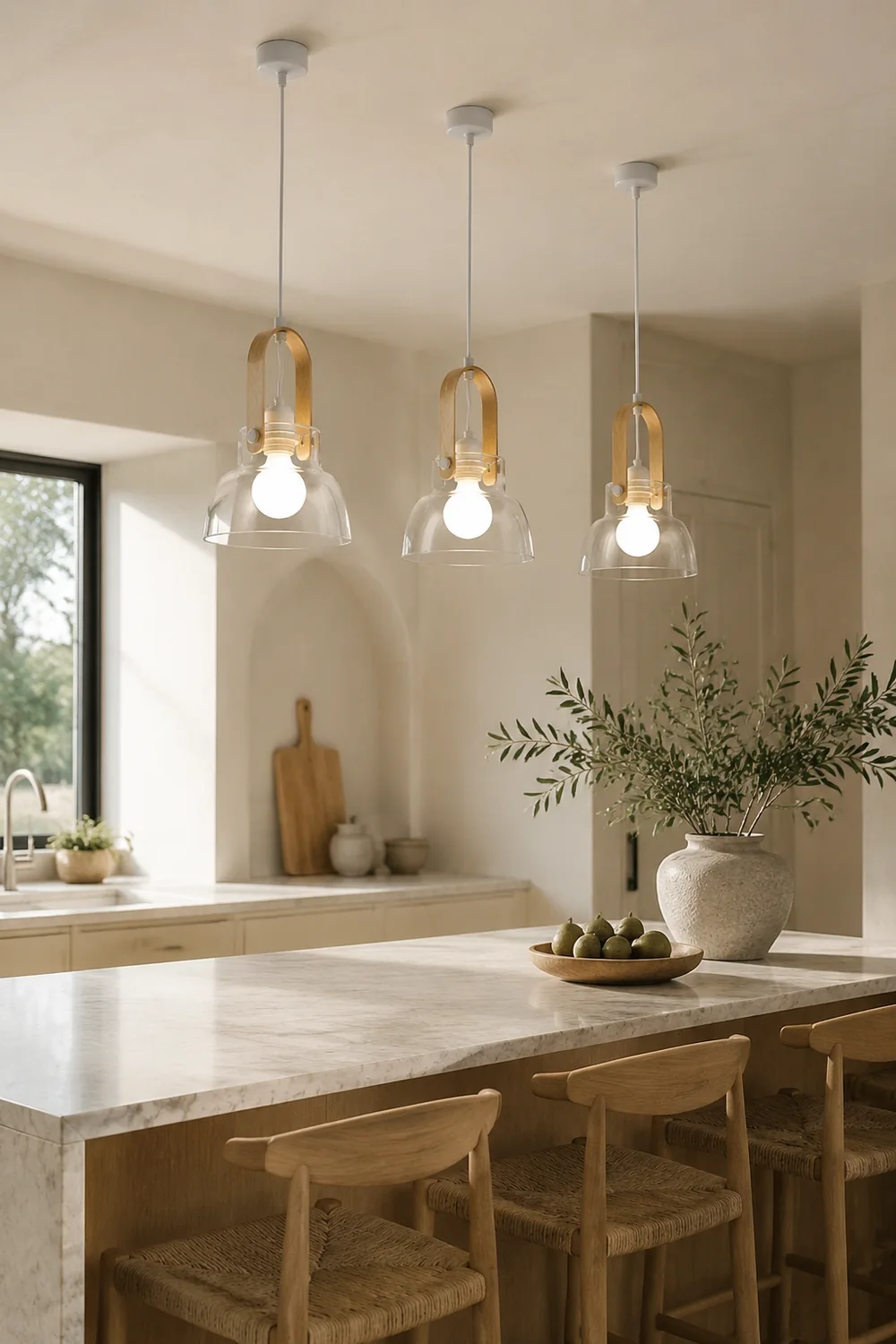 Hailie Minimalist Bowl Shaped Glass Pendant Light, Clear - Lumpaz