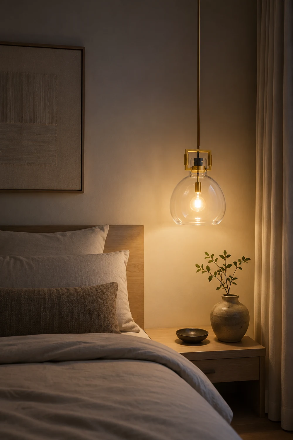 Cairns Modern Geometric Glass/Metal Pendant Light, Brass - Lumpaz