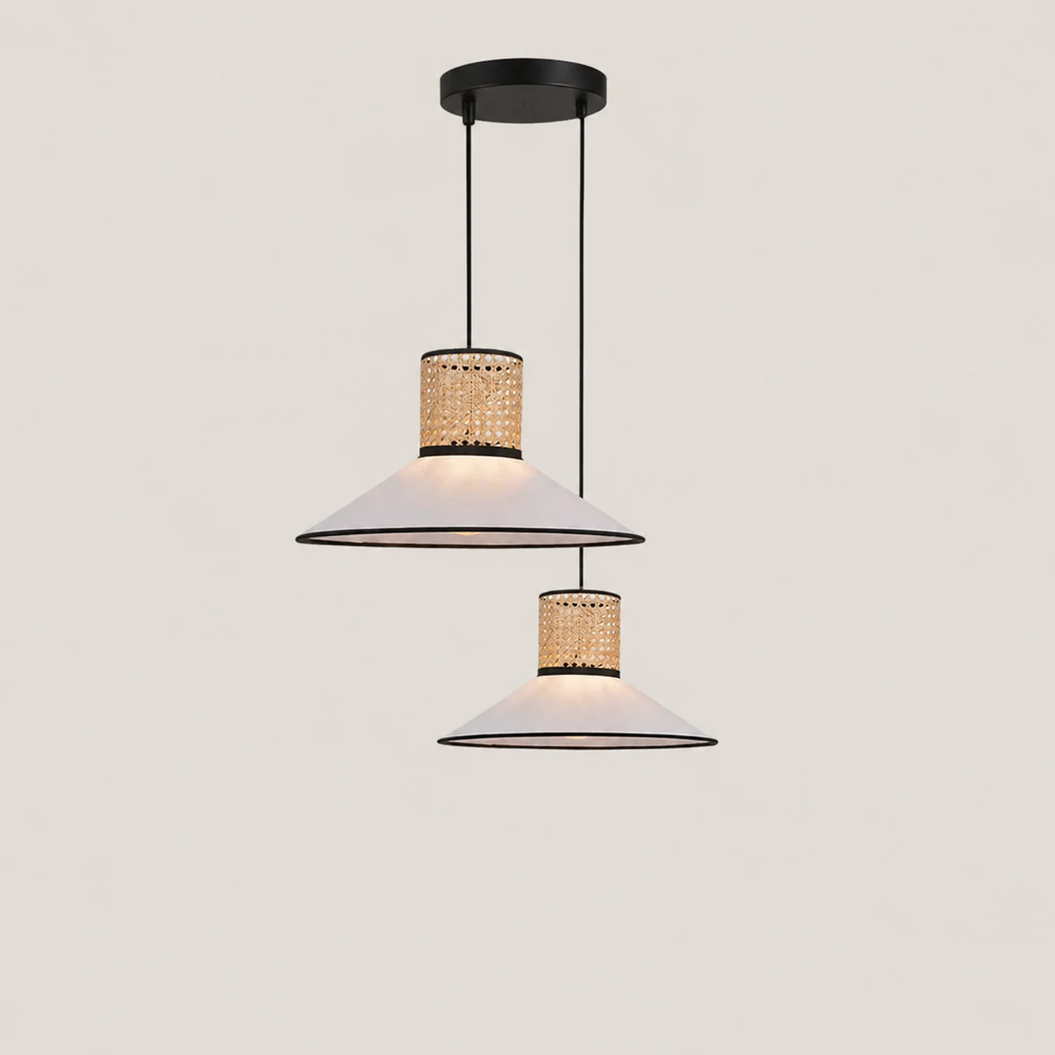 Ritta Modern Rattan/FabricPendant Light, White - Lumpaz