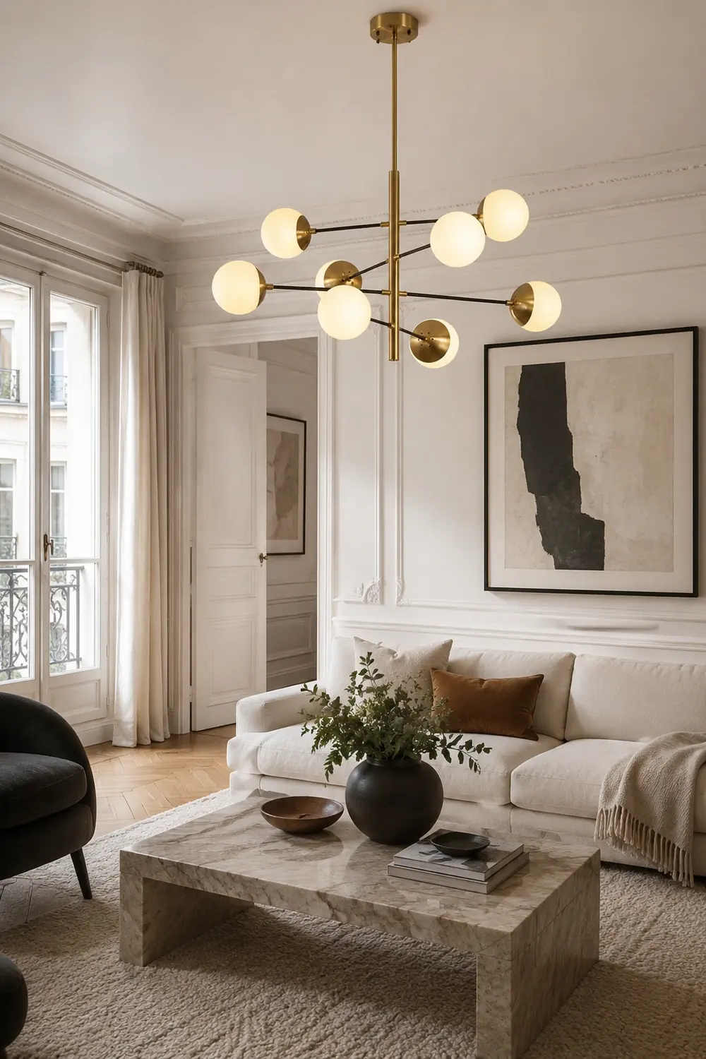 Valentina Nordic Multi Globe Metal/Glass Pendant Light, Gold - Lumpaz