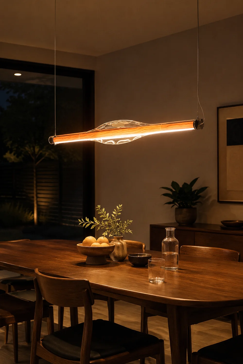 Edge Modern Tubular Metal Pendant Light, Red/Brown - Lumpaz