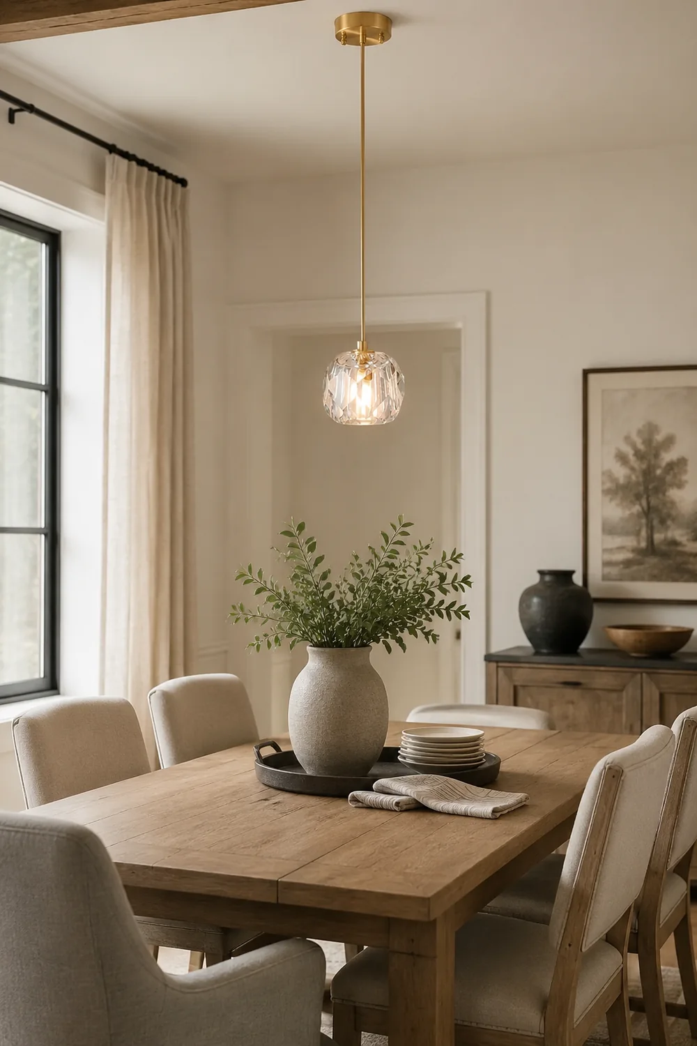 Kirsten Diamond Facet Golden Pendant Light, Metal/Acrylic - Lumpaz