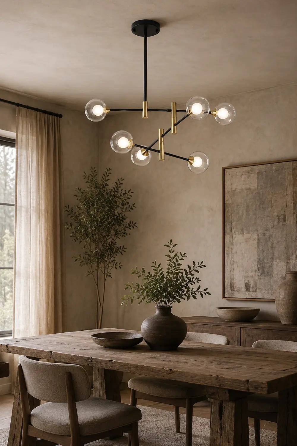 Valentina Nordic Spherical Bubble Metal/Glass Chandelier, Black/Gold - Lumpaz