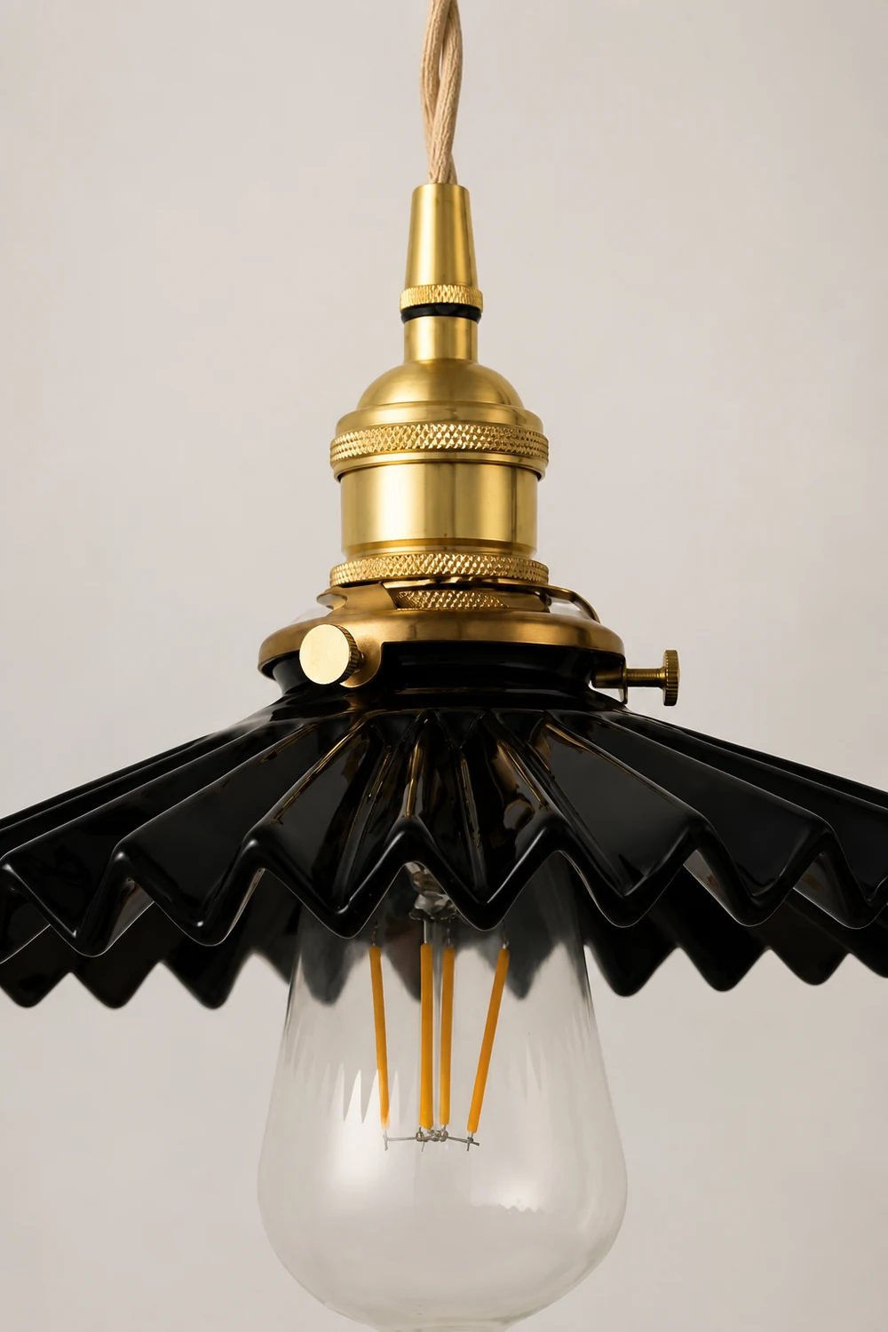 Alessio Industrial Vintage Rustic Metal Pendant Light, Black/White - Lumpaz