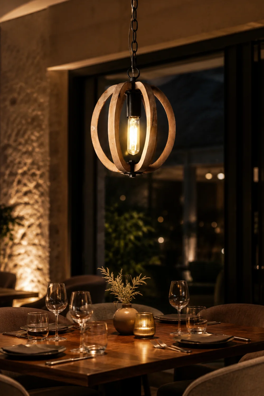 Alessio Orb/Gourd Wood Pendant Light - Lumpaz
