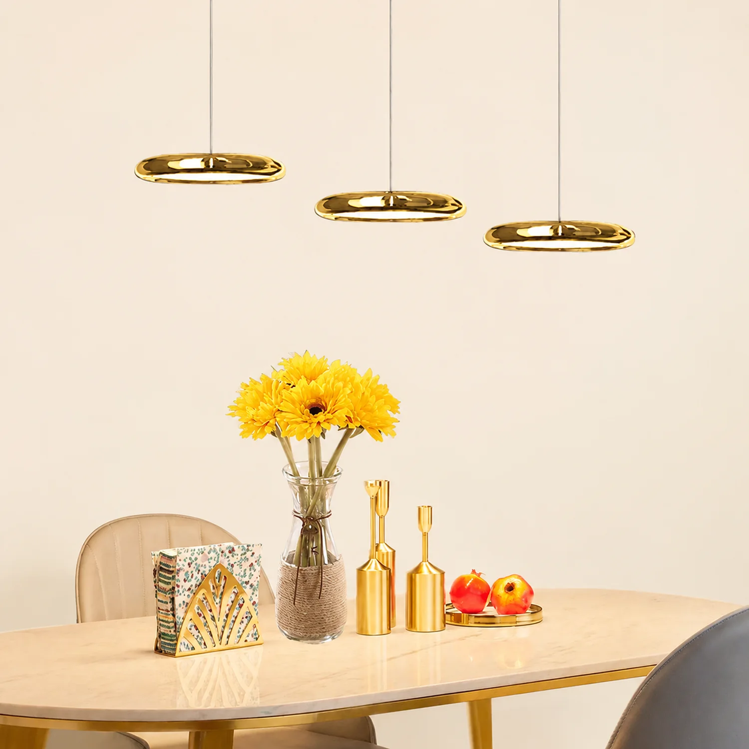 Welsh Minimalist Circular Metal Pendant Light,Silver/Gold/Rose Gold - Lumpaz