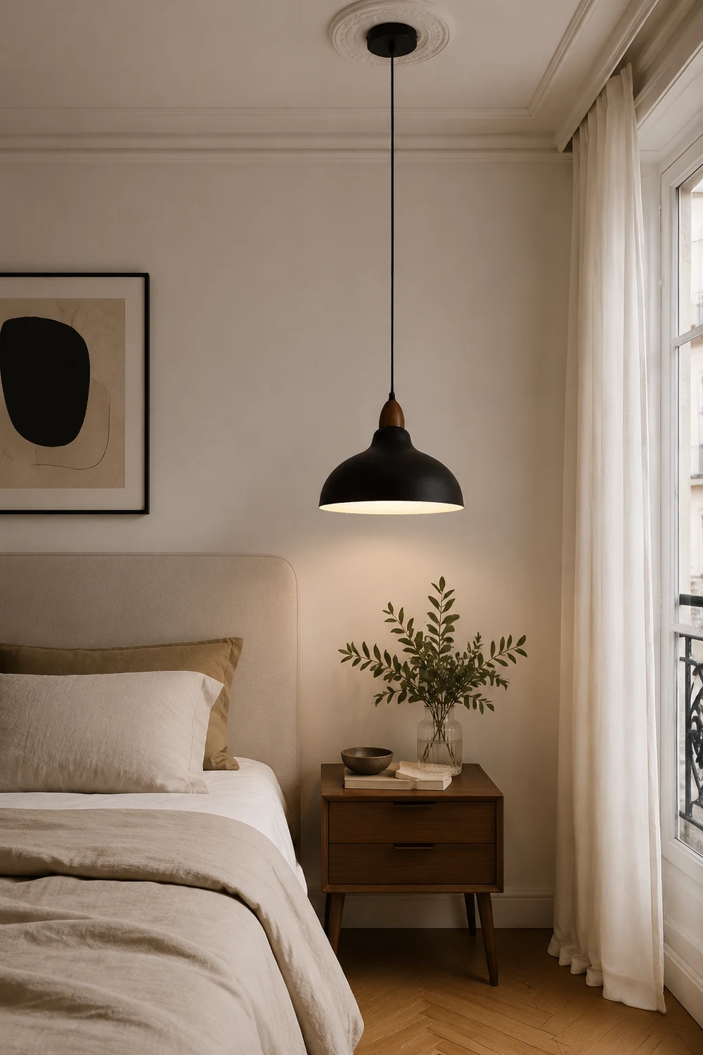 Morandi Modern Bowl-shaped Metal Pendant Light, Black/White - Lumpaz