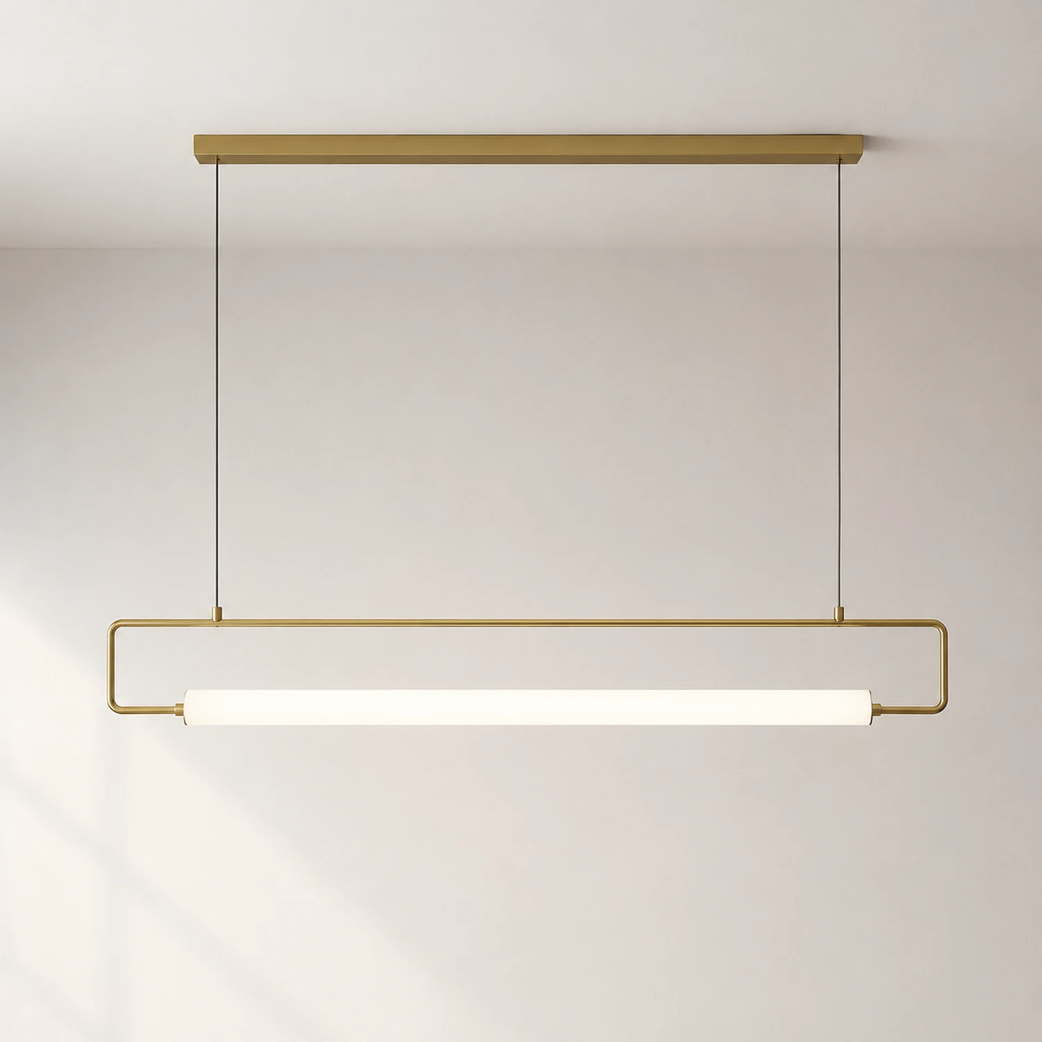 Edge Modern Minimalist rectangular Metal/Acrylic Pendant Light, Gold/Black - Lumpaz