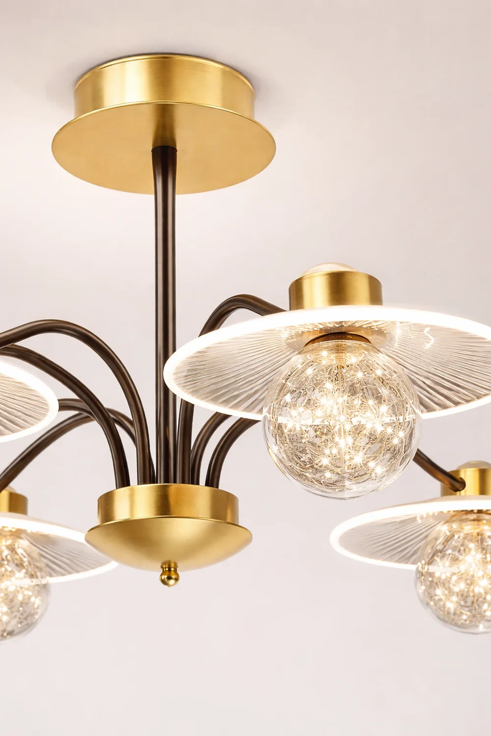 Carins Modern Blown Metal Pendant Light, Gold, Metal/Acrylic/Glass - Lumpaz