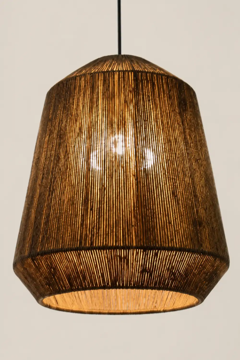 Rustic Lantern Metal/Rope Pendant Light, Gray, Restaurant - Lumpaz